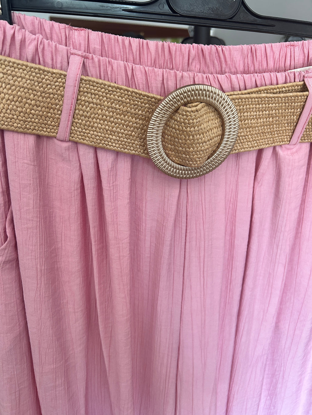 🌸 Pantalón Palazzo Rosa con Cinturón Boho ✨