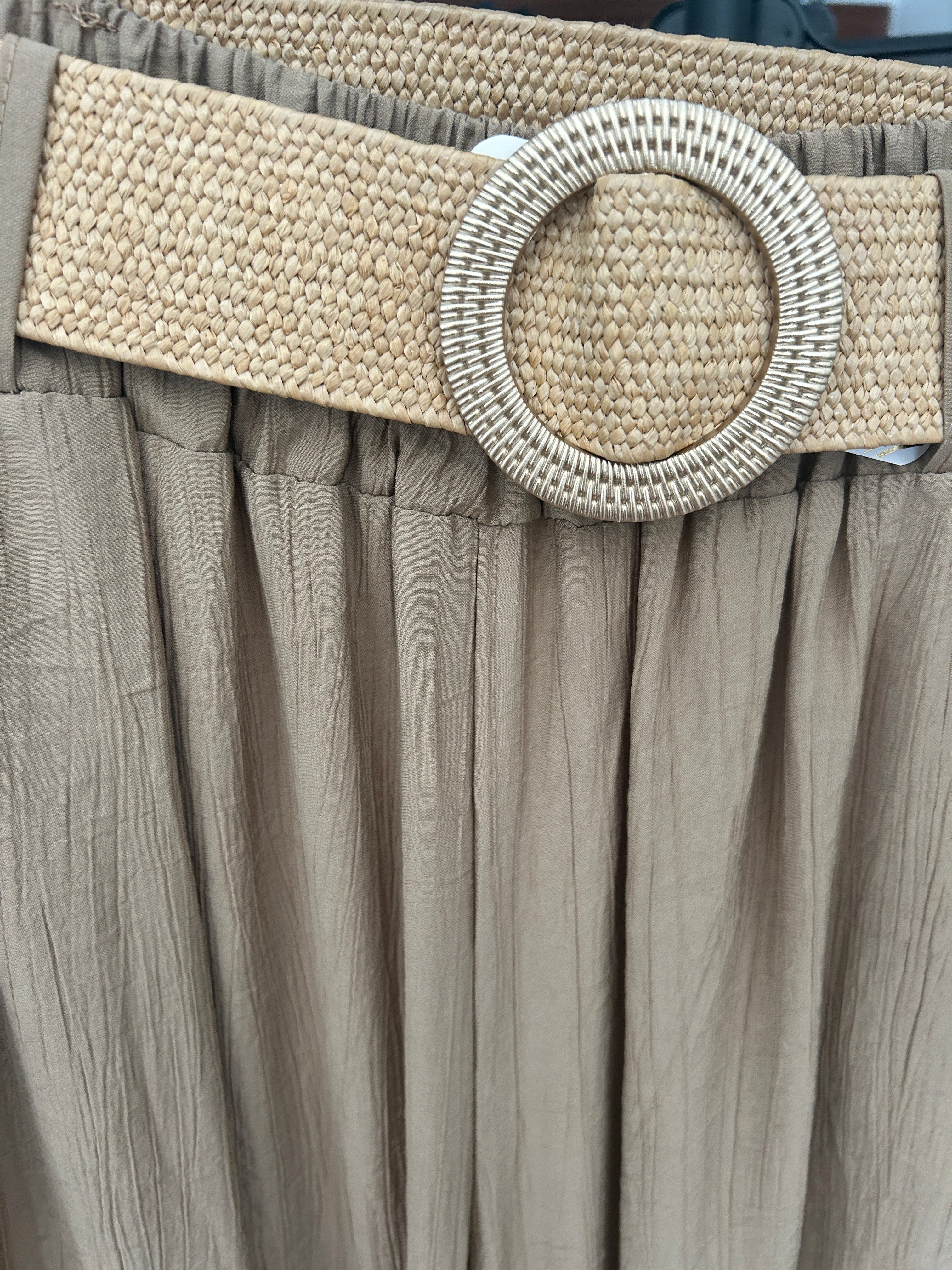 🤎✨ Pantalón Palazzo Camel con Cinturón Boho ✨🤎