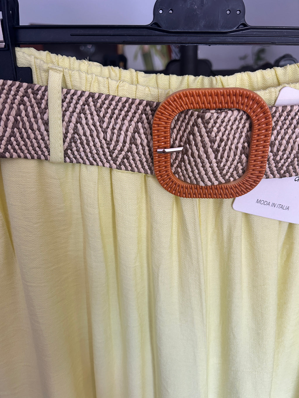 💛✨ Pantalón Palazzo Amarillo Pastel con Cinturón Boho ✨💛