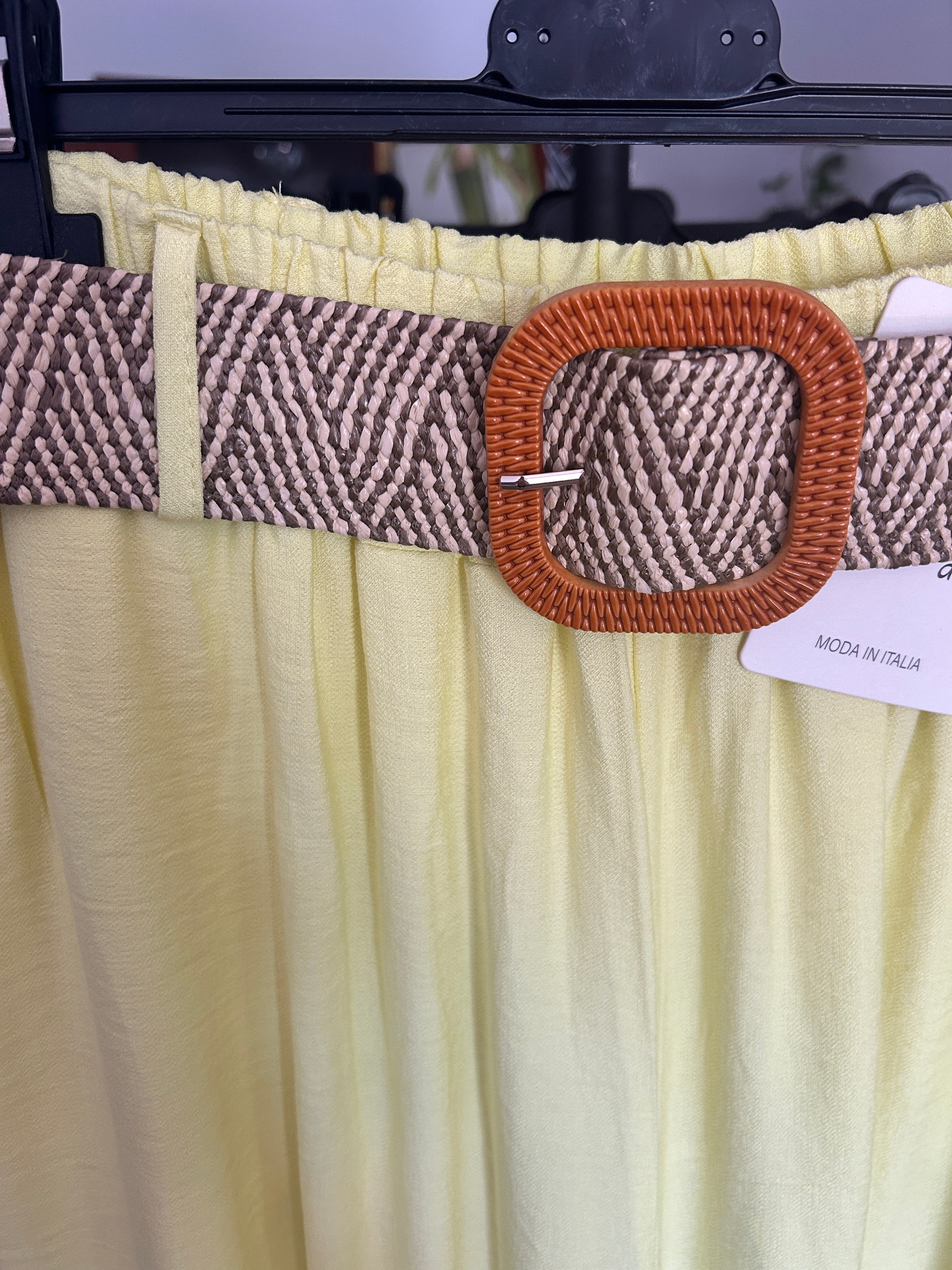 💛✨ Pantalón Palazzo Amarillo Pastel con Cinturón Boho ✨💛