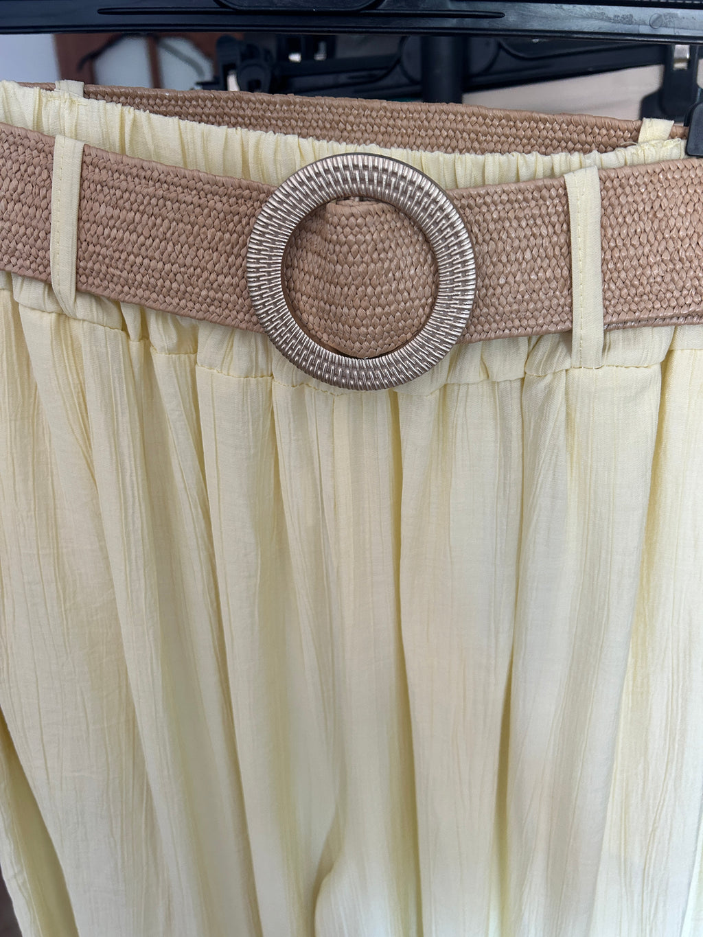 💛✨ Pantalón Palazzo Amarillo Vainilla con Cinturón Boho ✨💛