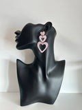 Pendientes grandes de corazones color rosa suave