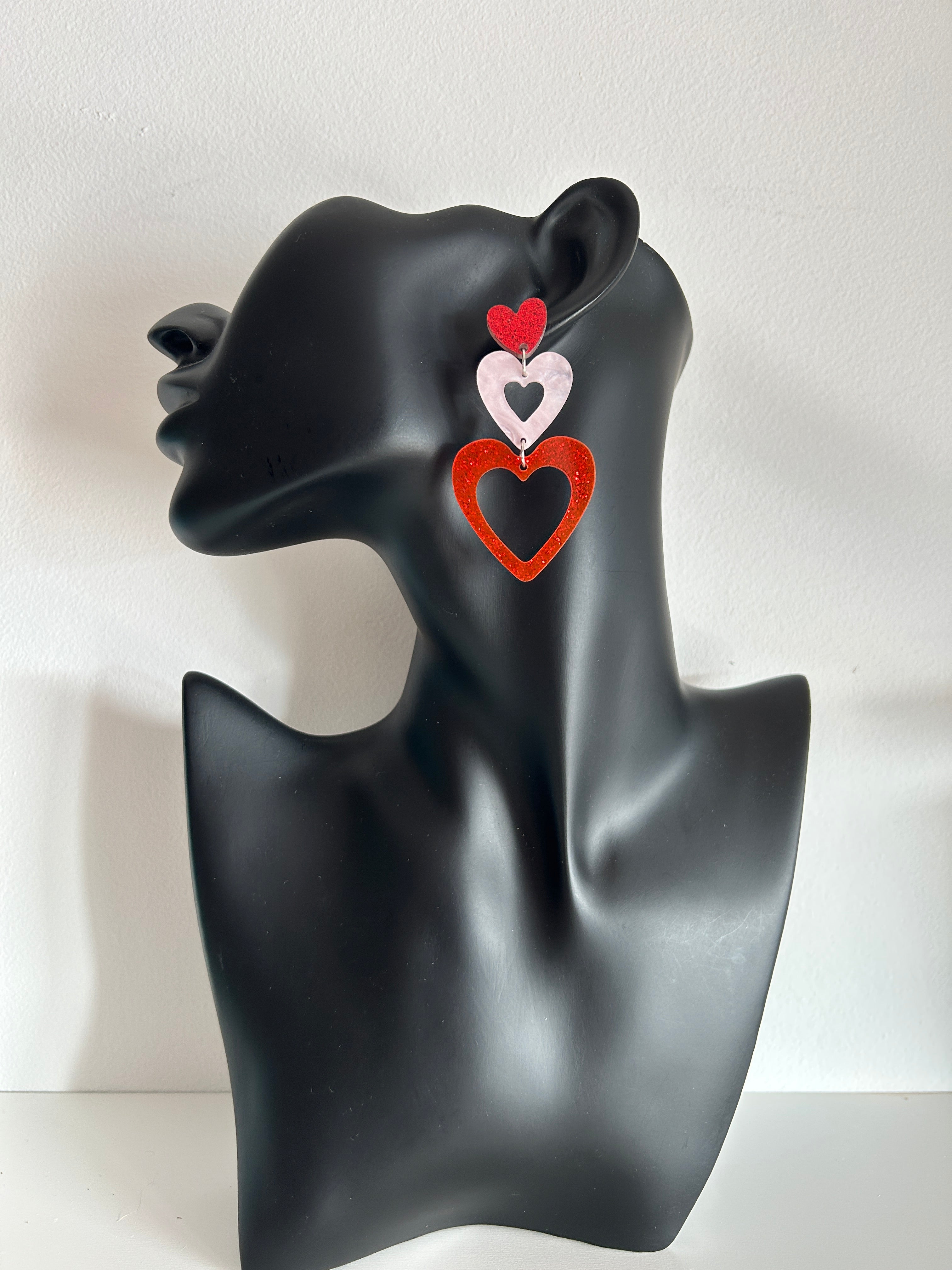 Pendientes de corazones largos dos colores