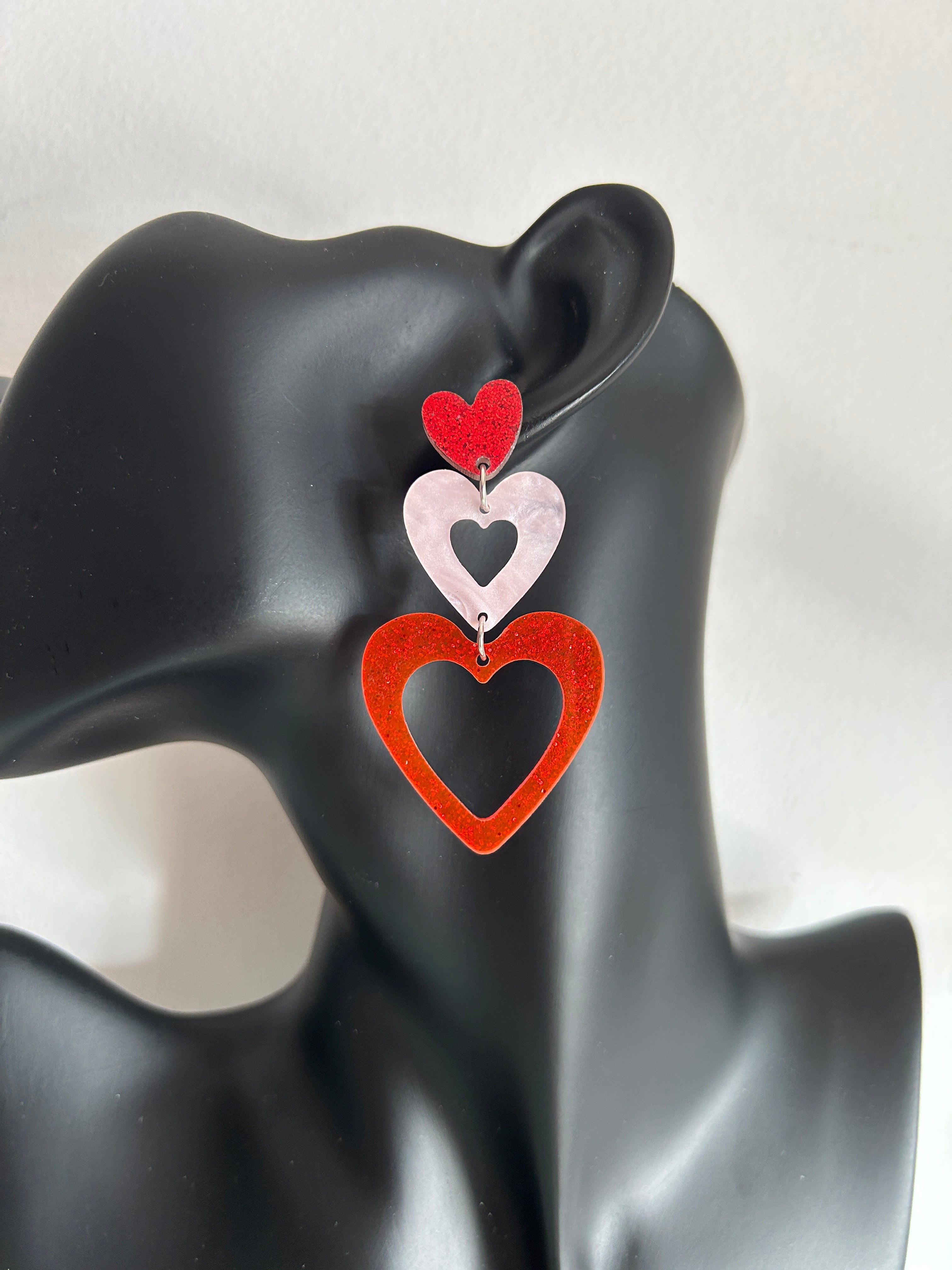 Pendientes de corazones largos dos colores