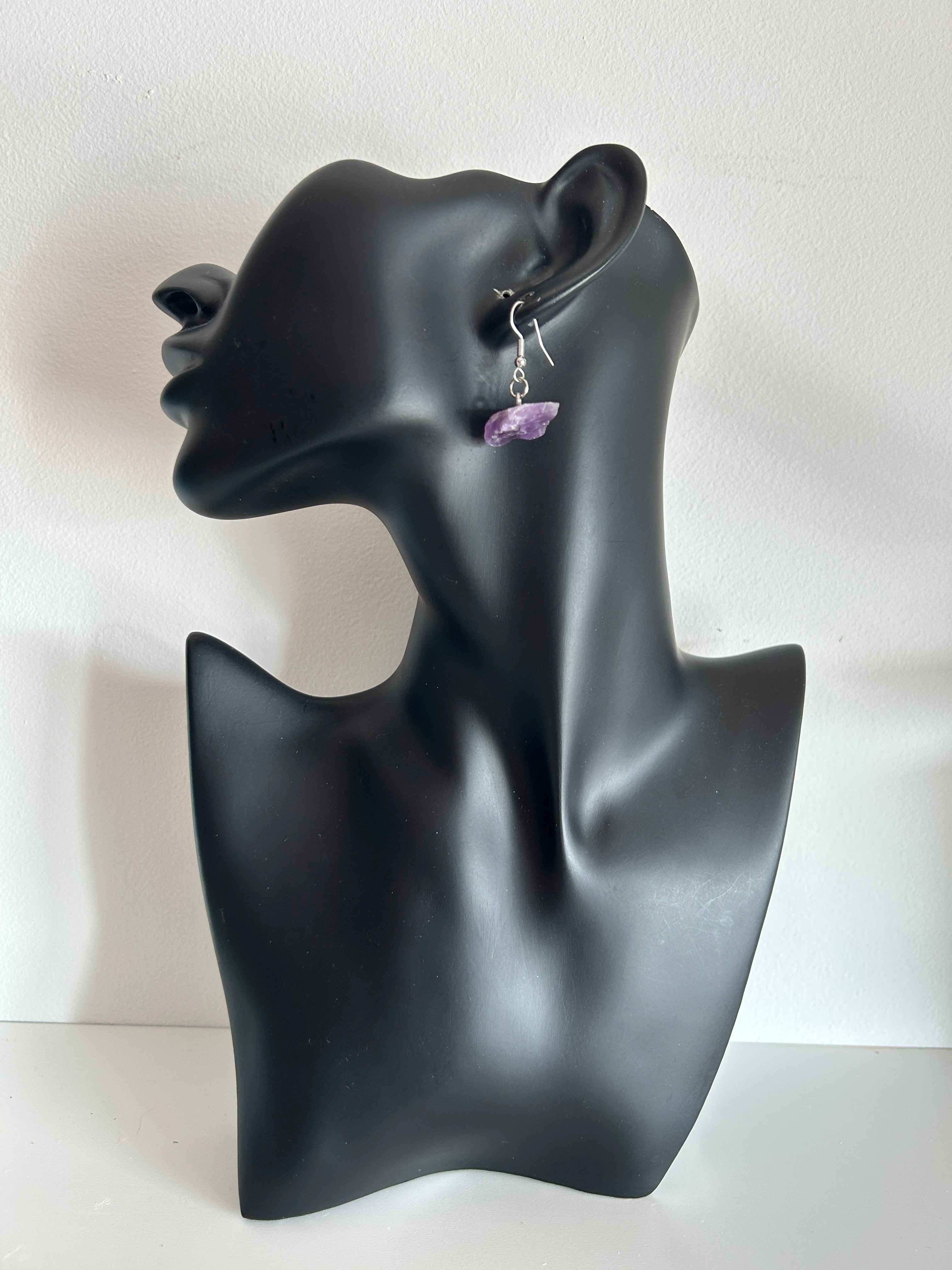 💜 Pendientes colgantes de amatista natural 💜