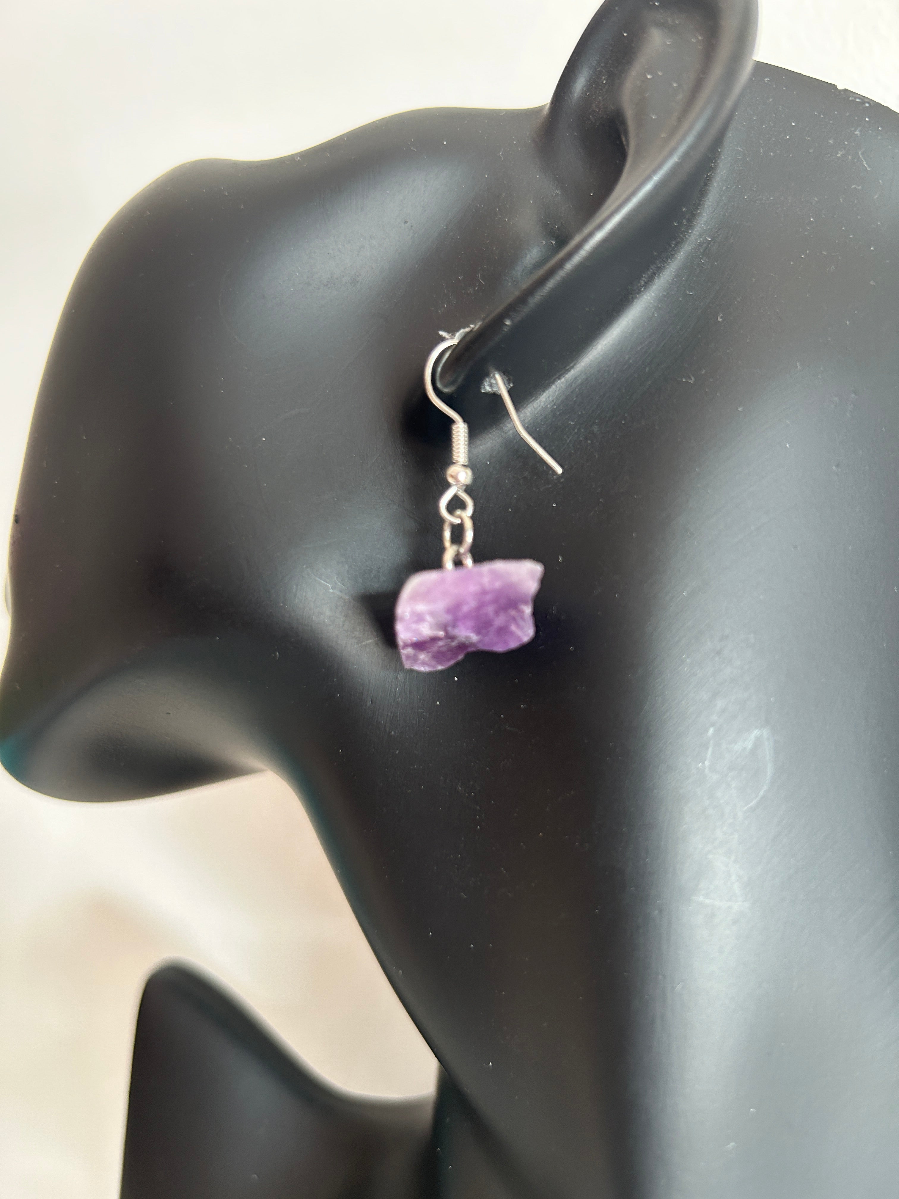 💜 Pendientes colgantes de amatista natural 💜