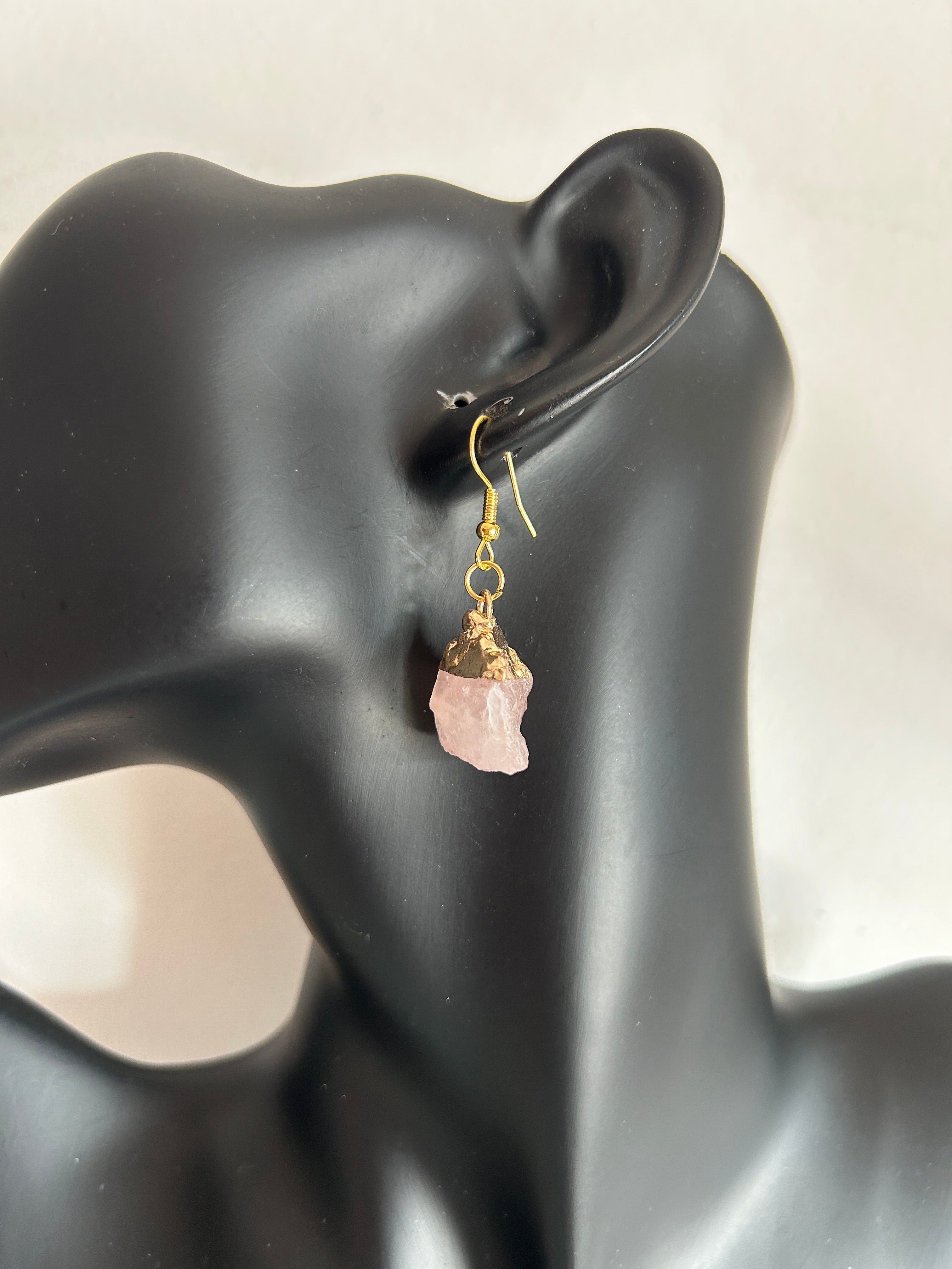 💗 Pendientes colgantes de cuarzo rosa natural 💗