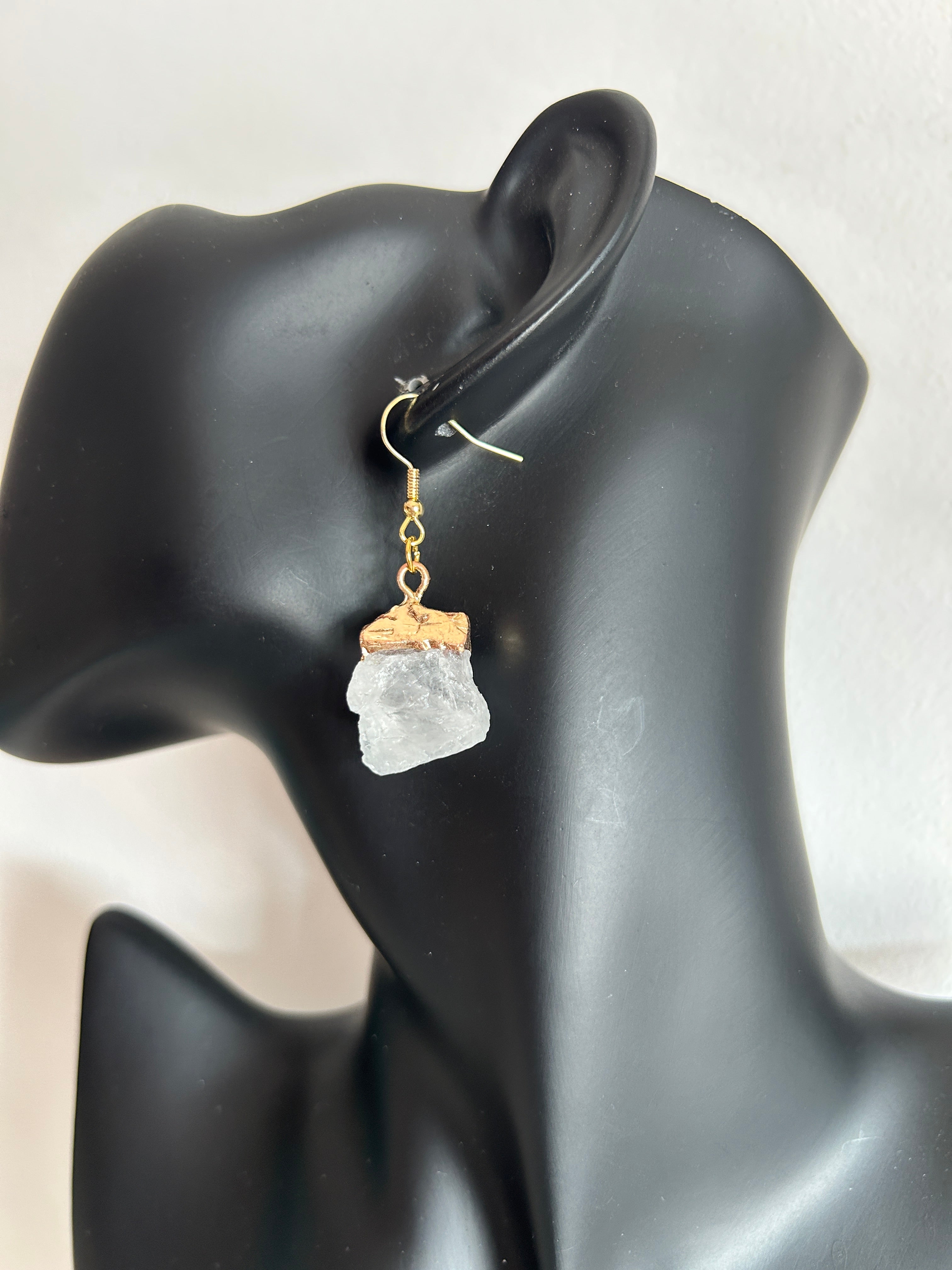 🤍 Pendientes colgantes de cuarzo blanco natural 🤍