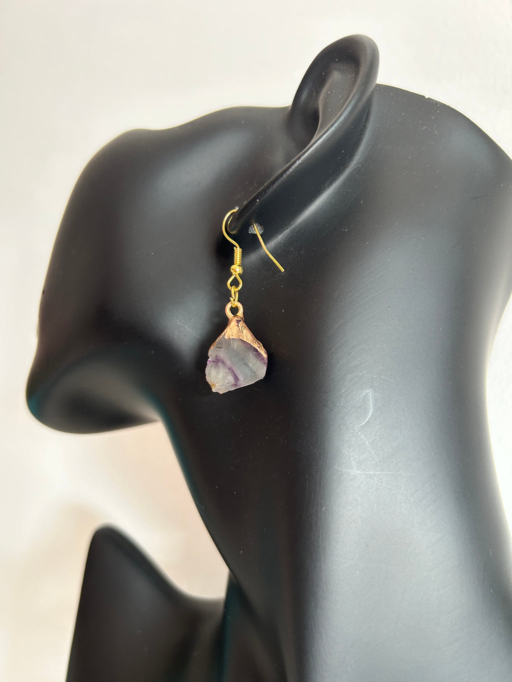 💜 Pendientes colgantes de fluorita natural en bruto 💜