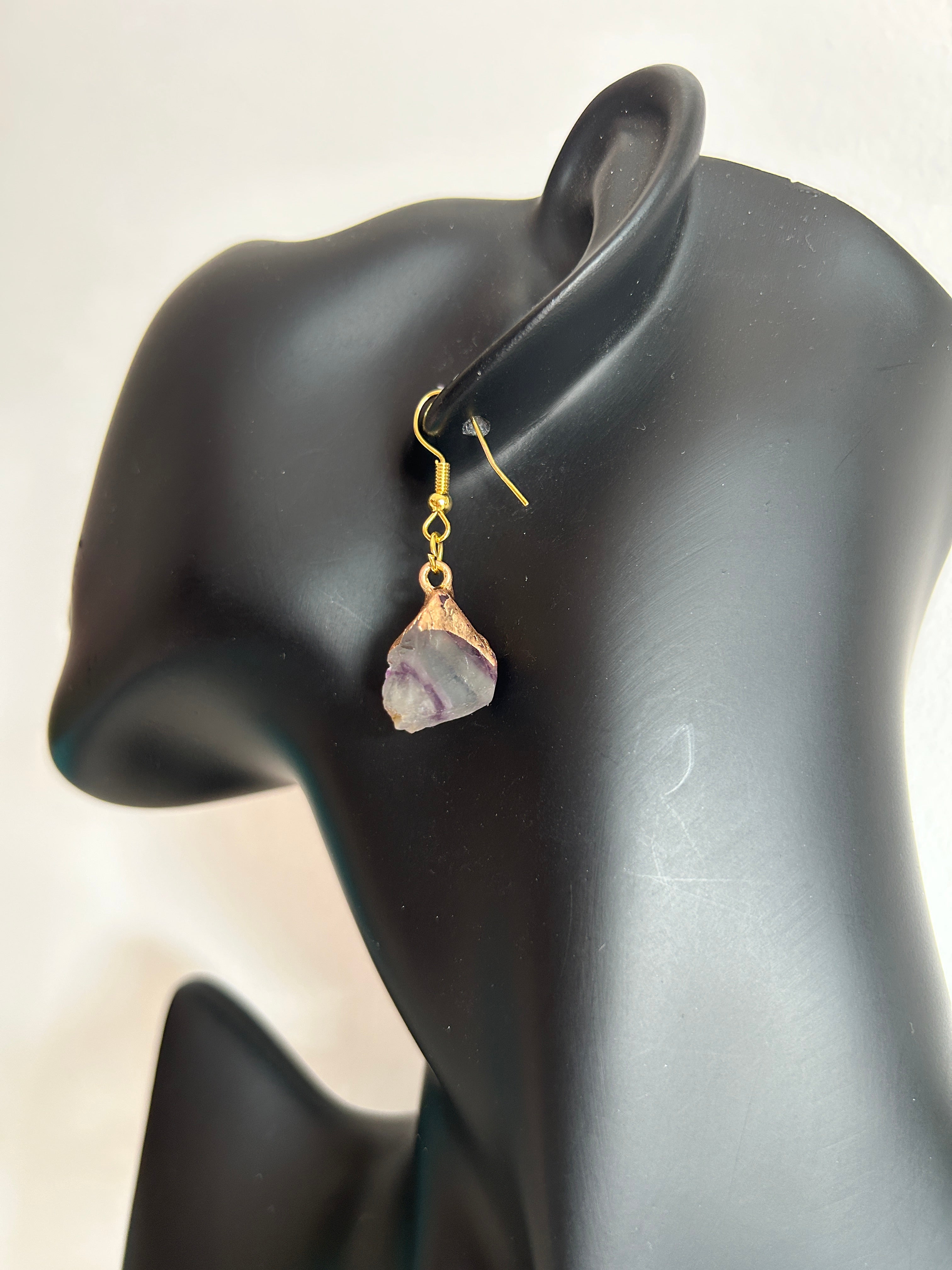 💜 Pendientes colgantes de fluorita natural en bruto 💜