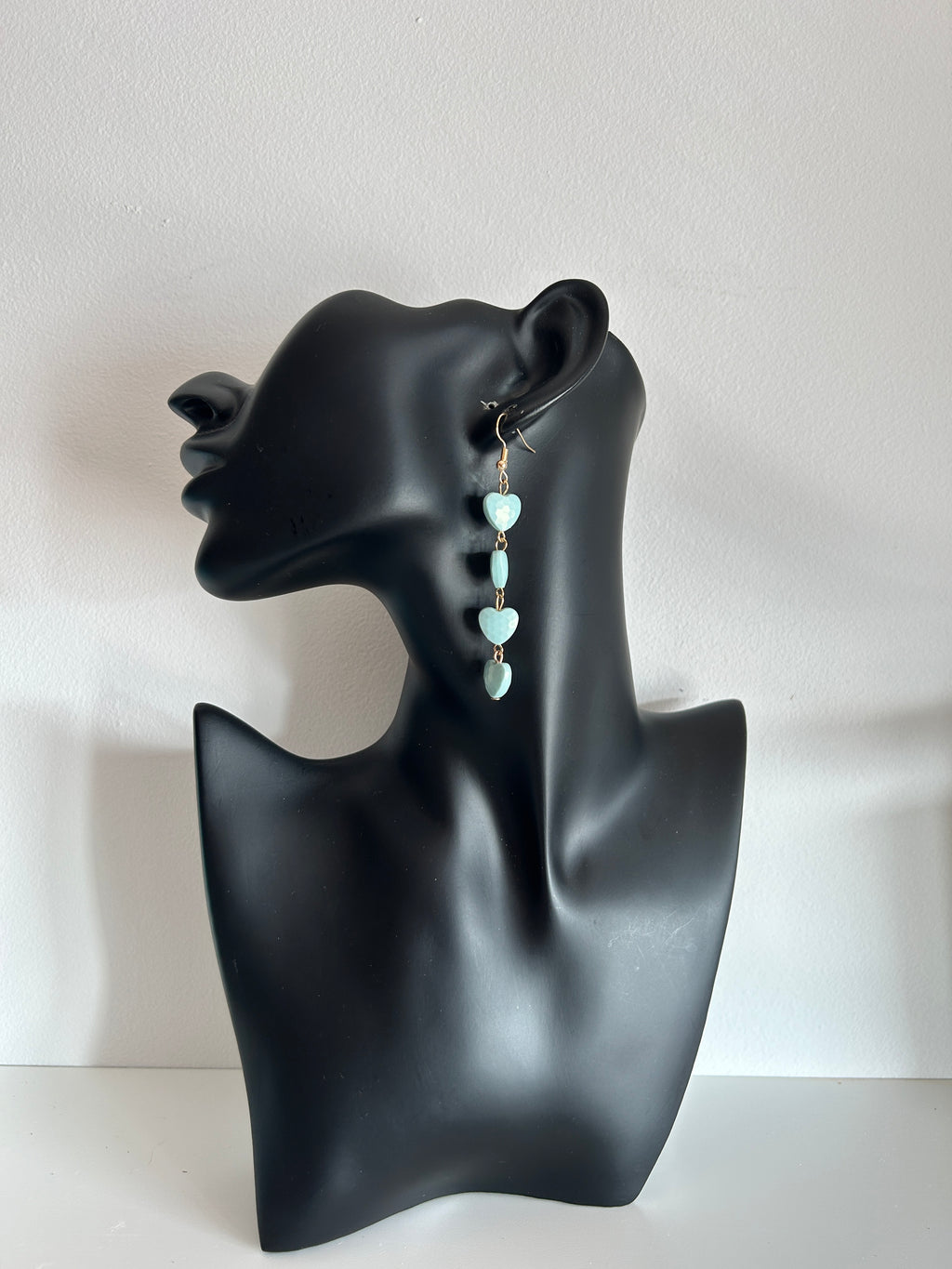 💙 Pendientes colgantes de corazones turquesa 💙