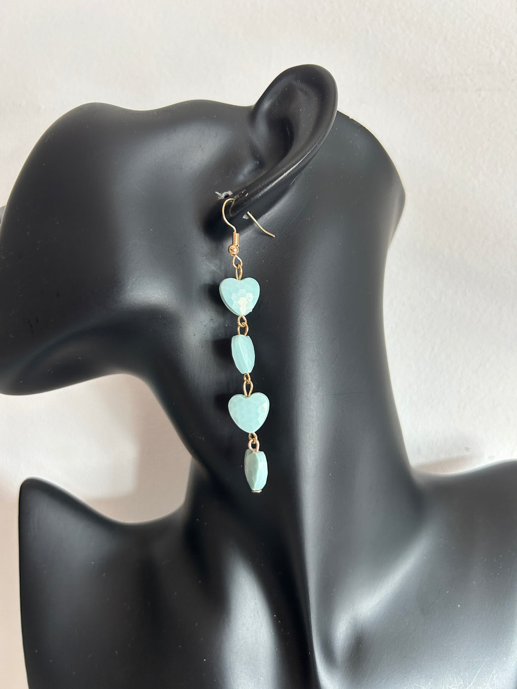 💙 Pendientes colgantes de corazones turquesa 💙