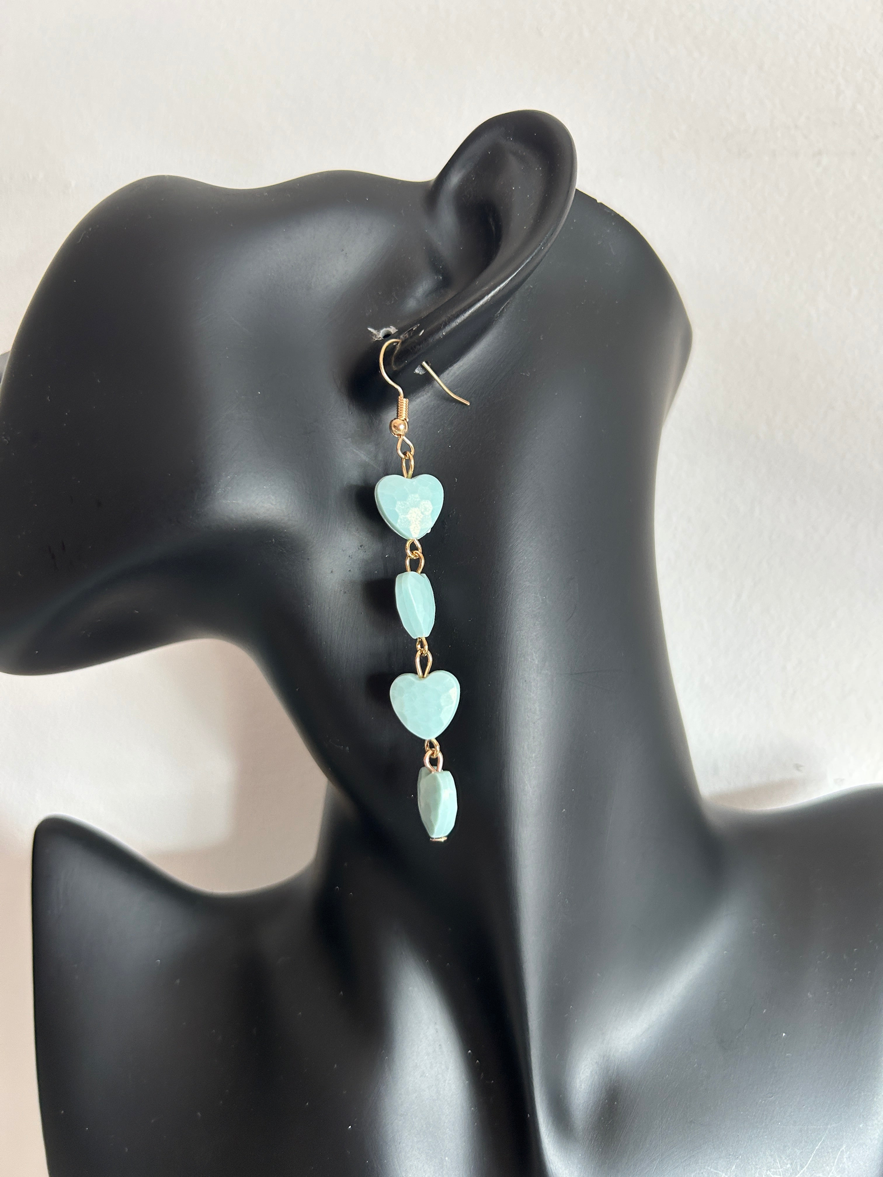 💙 Pendientes colgantes de corazones turquesa 💙