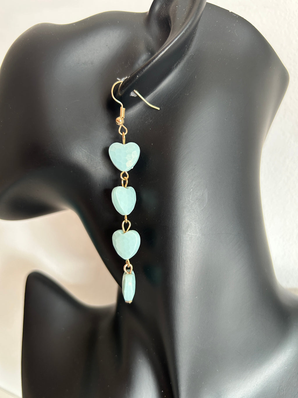 💙 Pendientes colgantes de corazones turquesa 💙