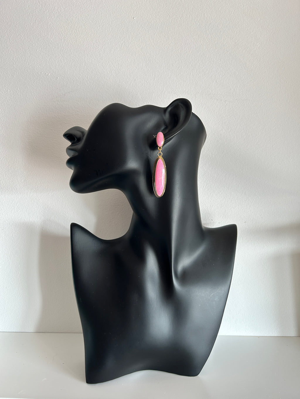 💖 Pendientes rosa elegante alargado 💖