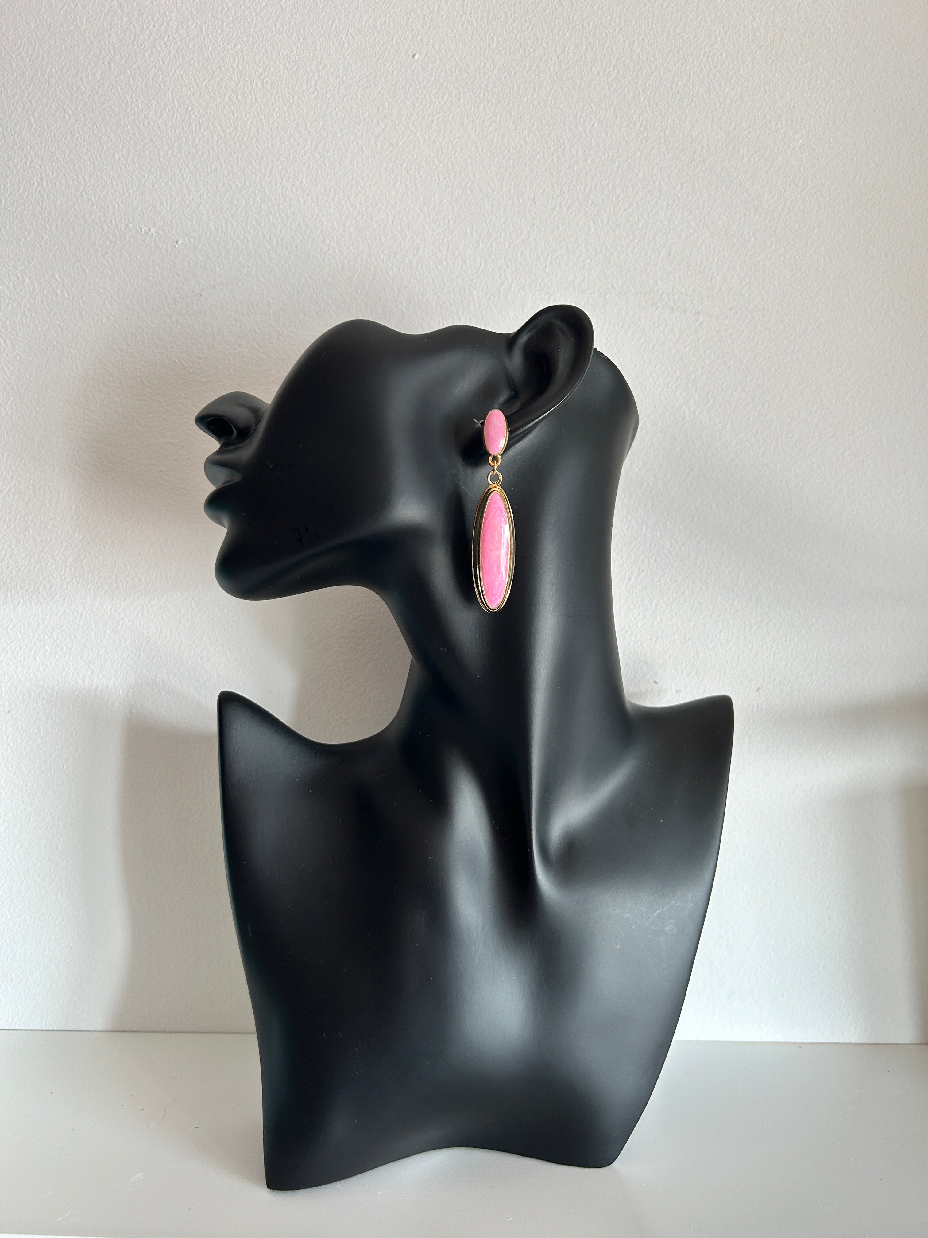 💖 Pendientes rosa elegante alargado 💖