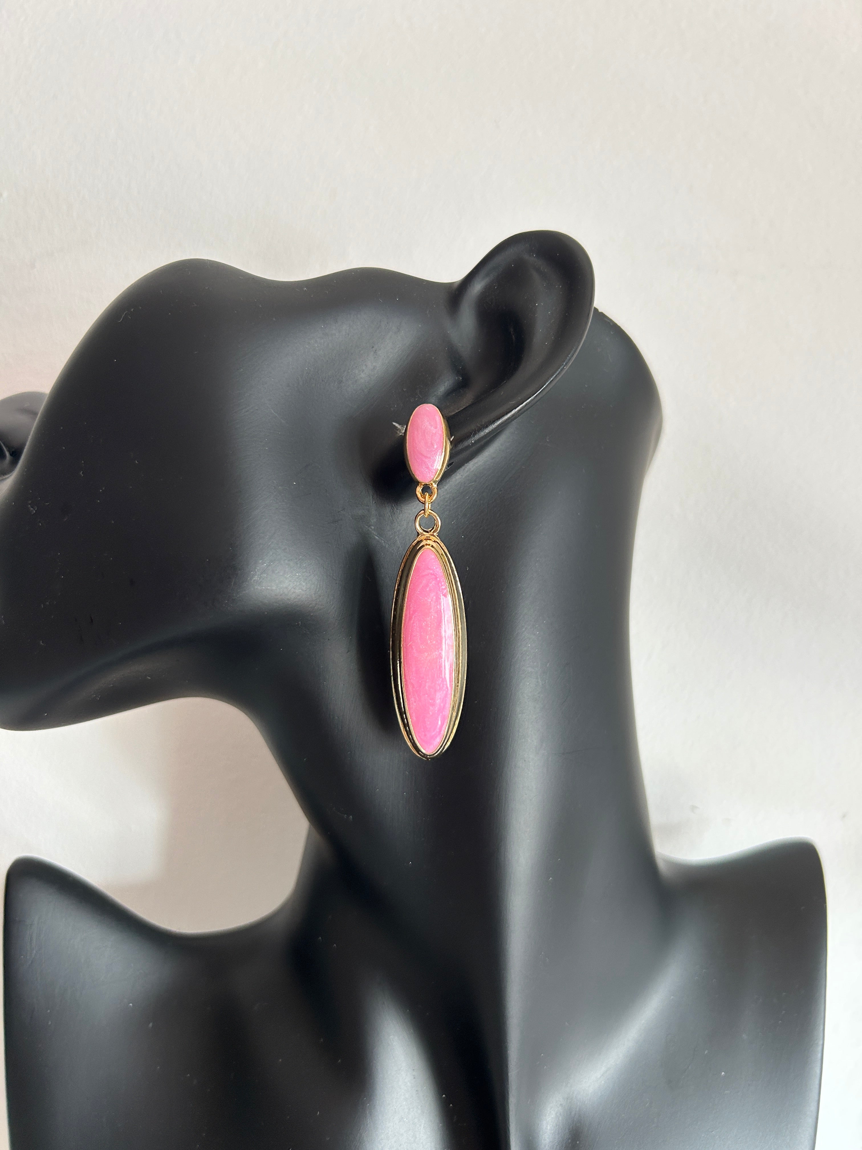 💖 Pendientes rosa elegante alargado 💖