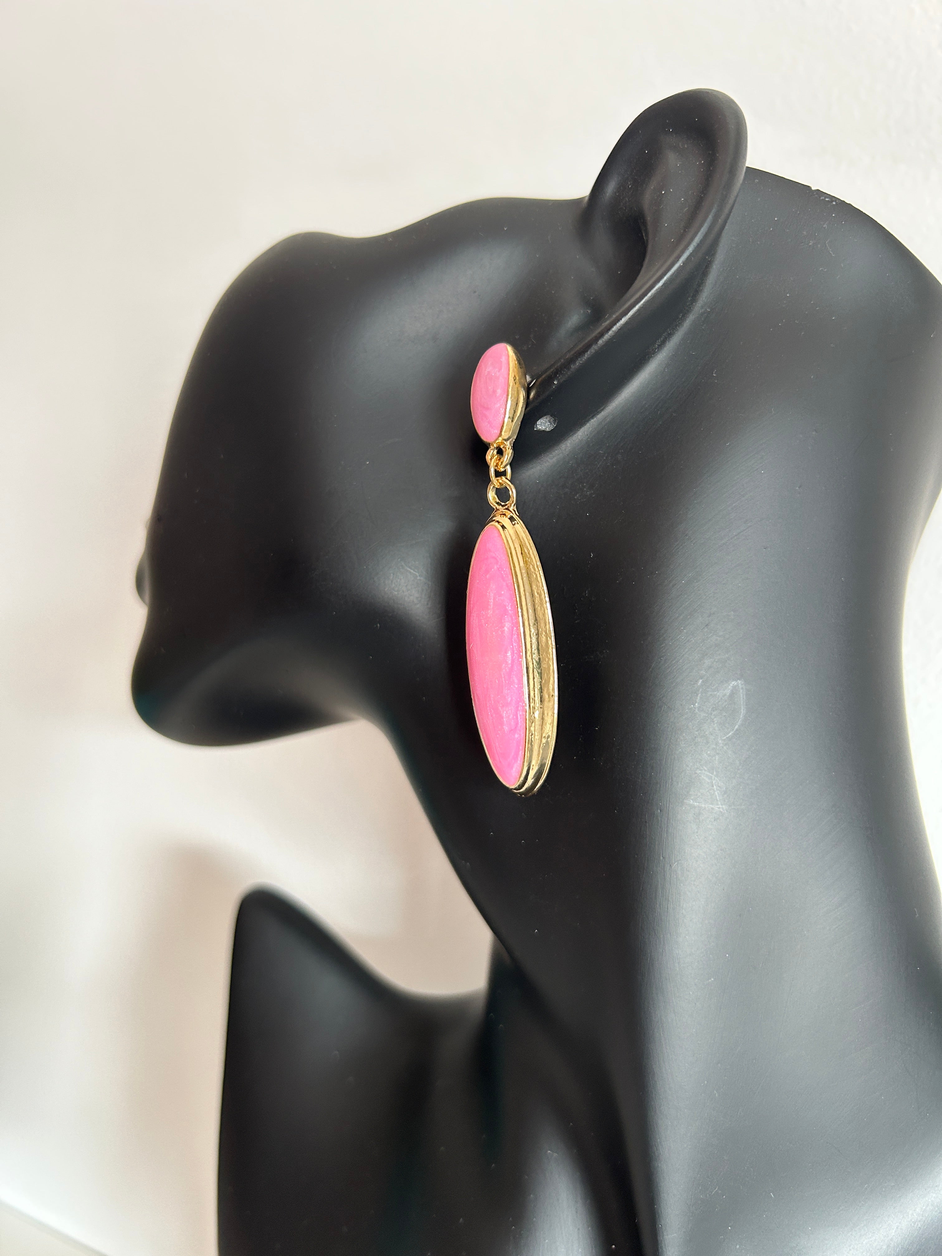 💖 Pendientes rosa elegante alargado 💖