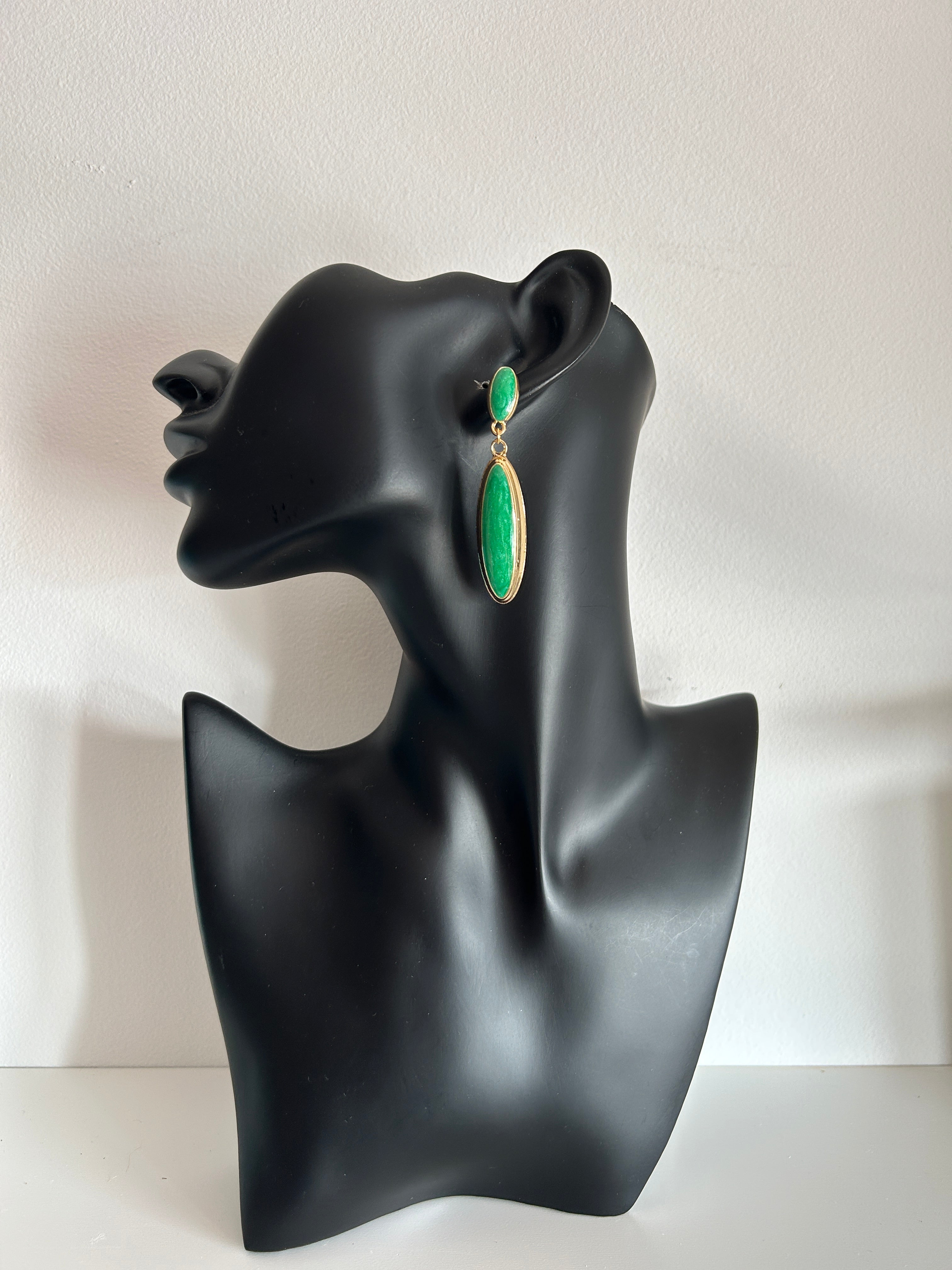 💚 Pendientes verde esmeralda alargados 💚