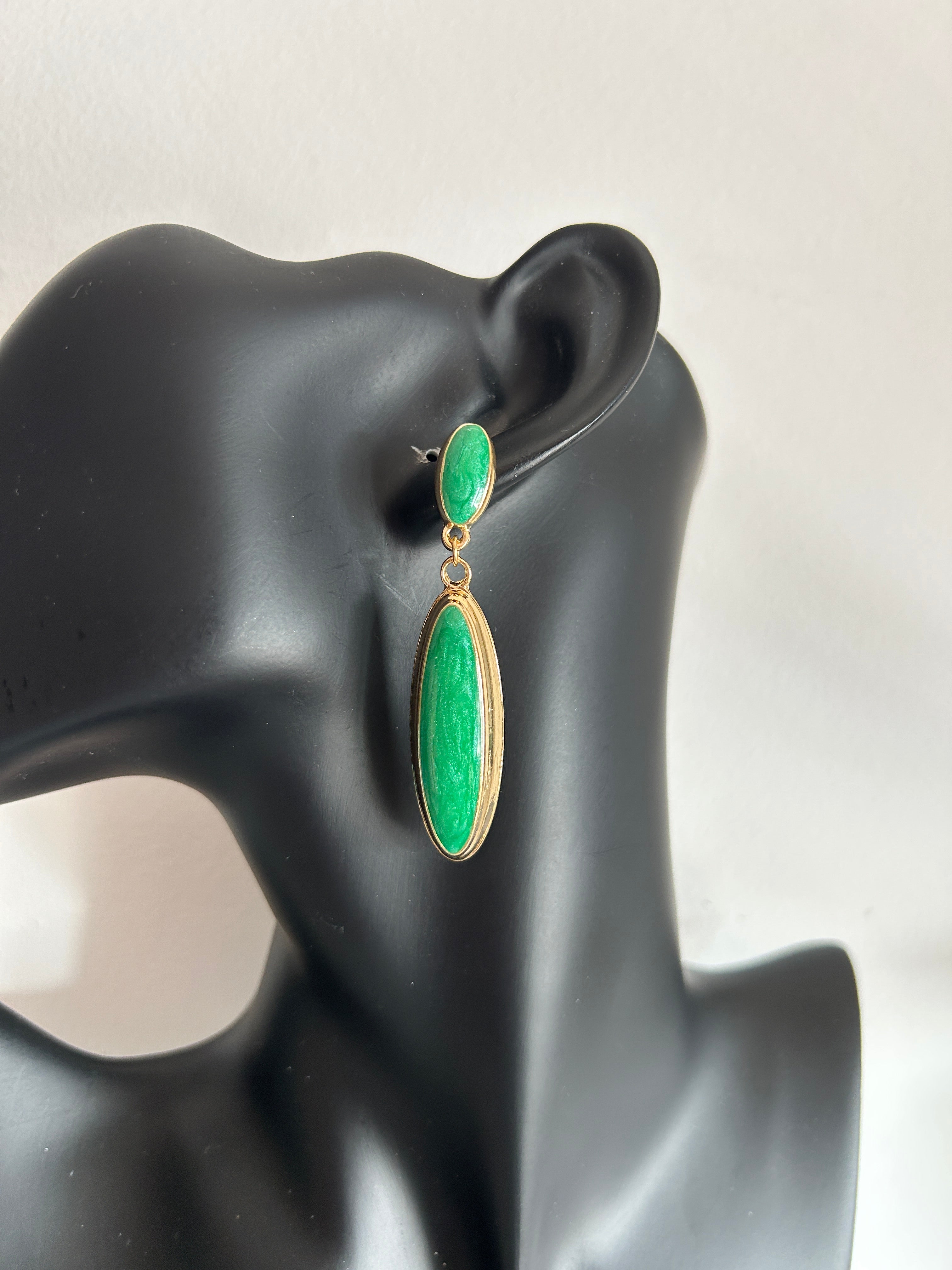 💚 Pendientes verde esmeralda alargados 💚