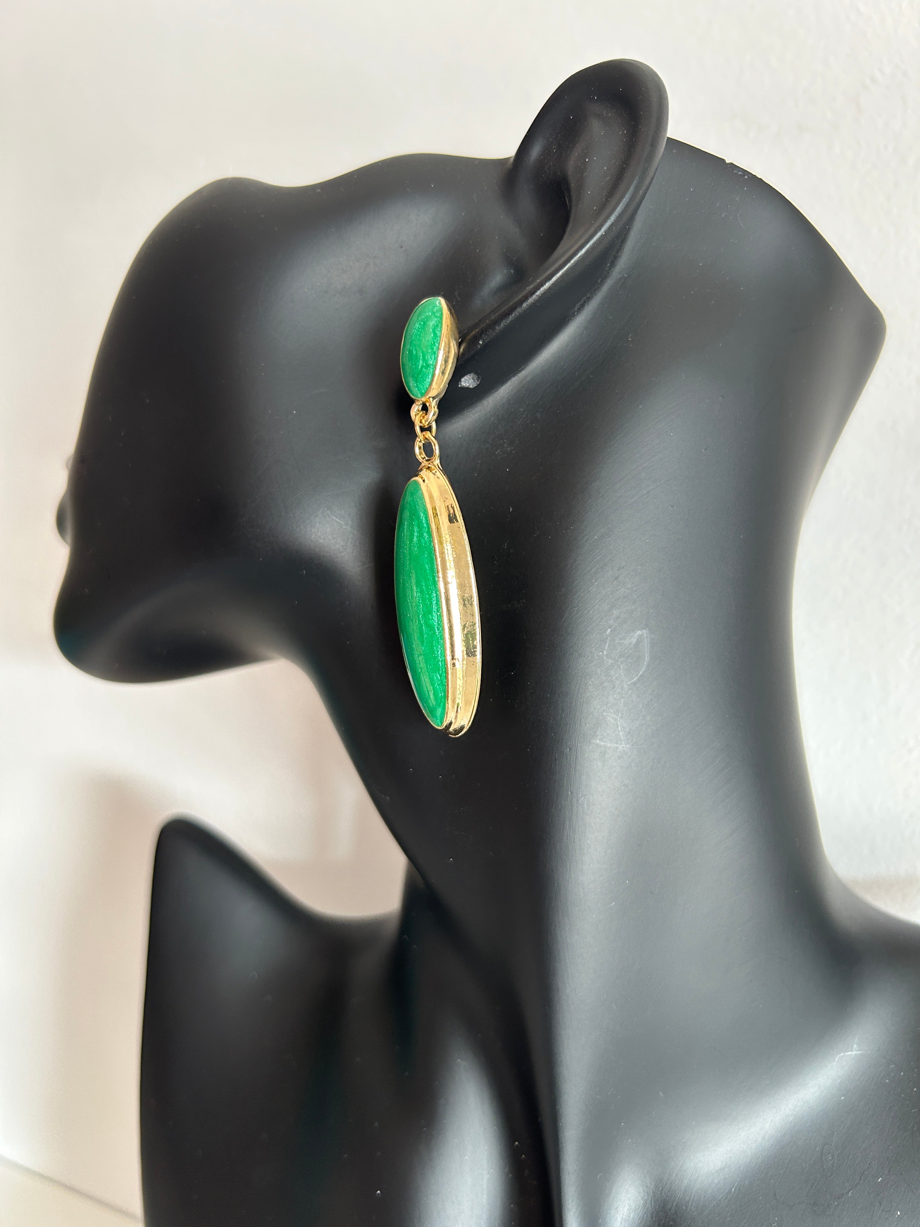 💚 Pendientes verde esmeralda alargados 💚