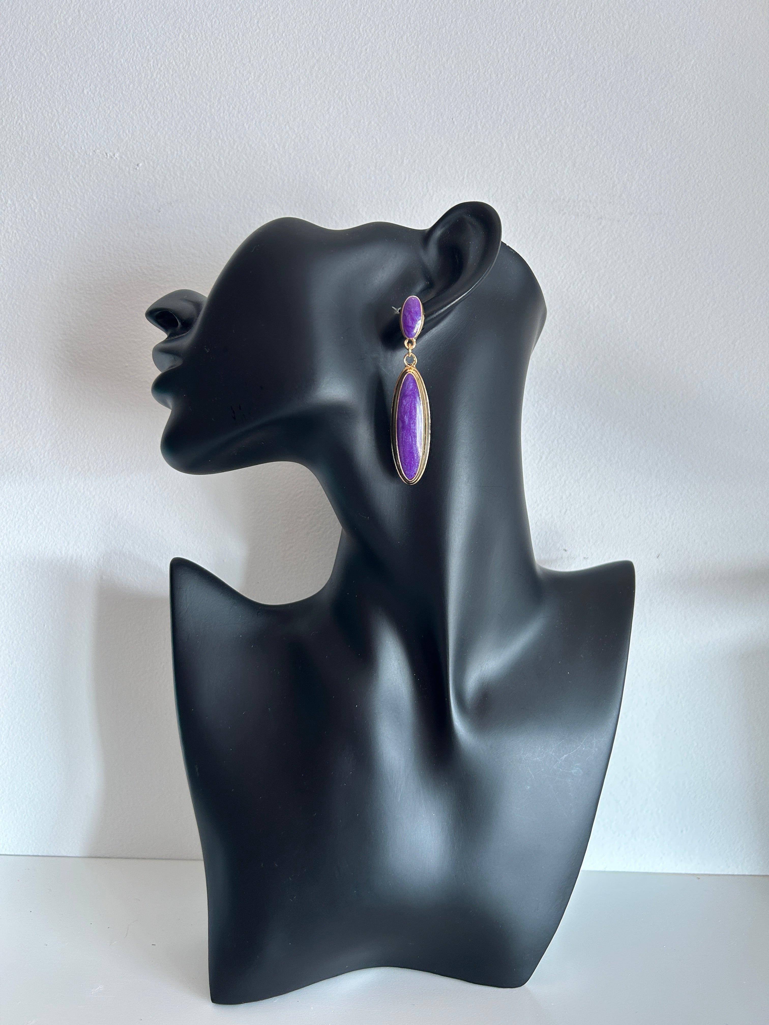 💜 Pendientes morado intenso alargados 💜