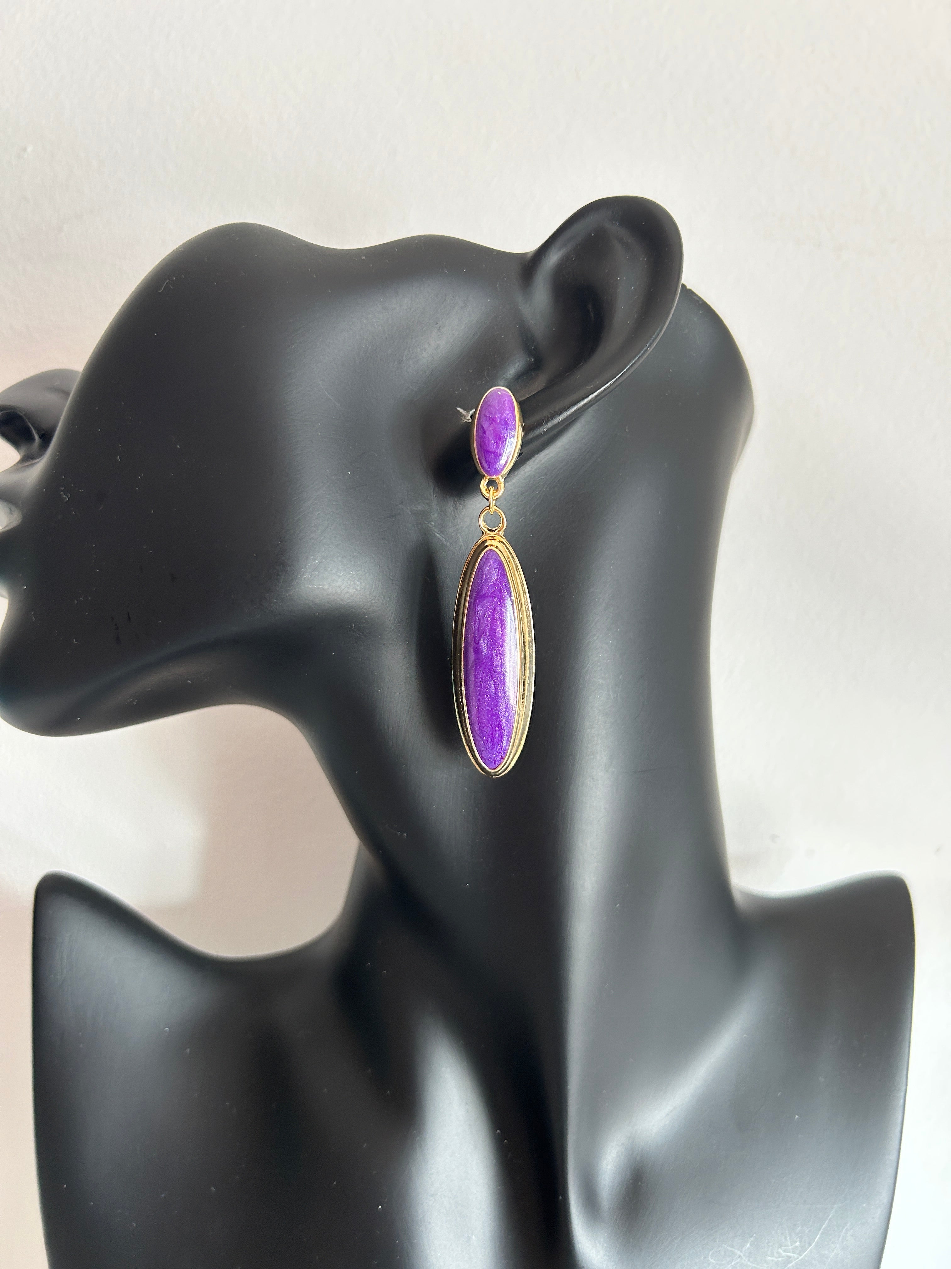 💜 Pendientes morado intenso alargados 💜