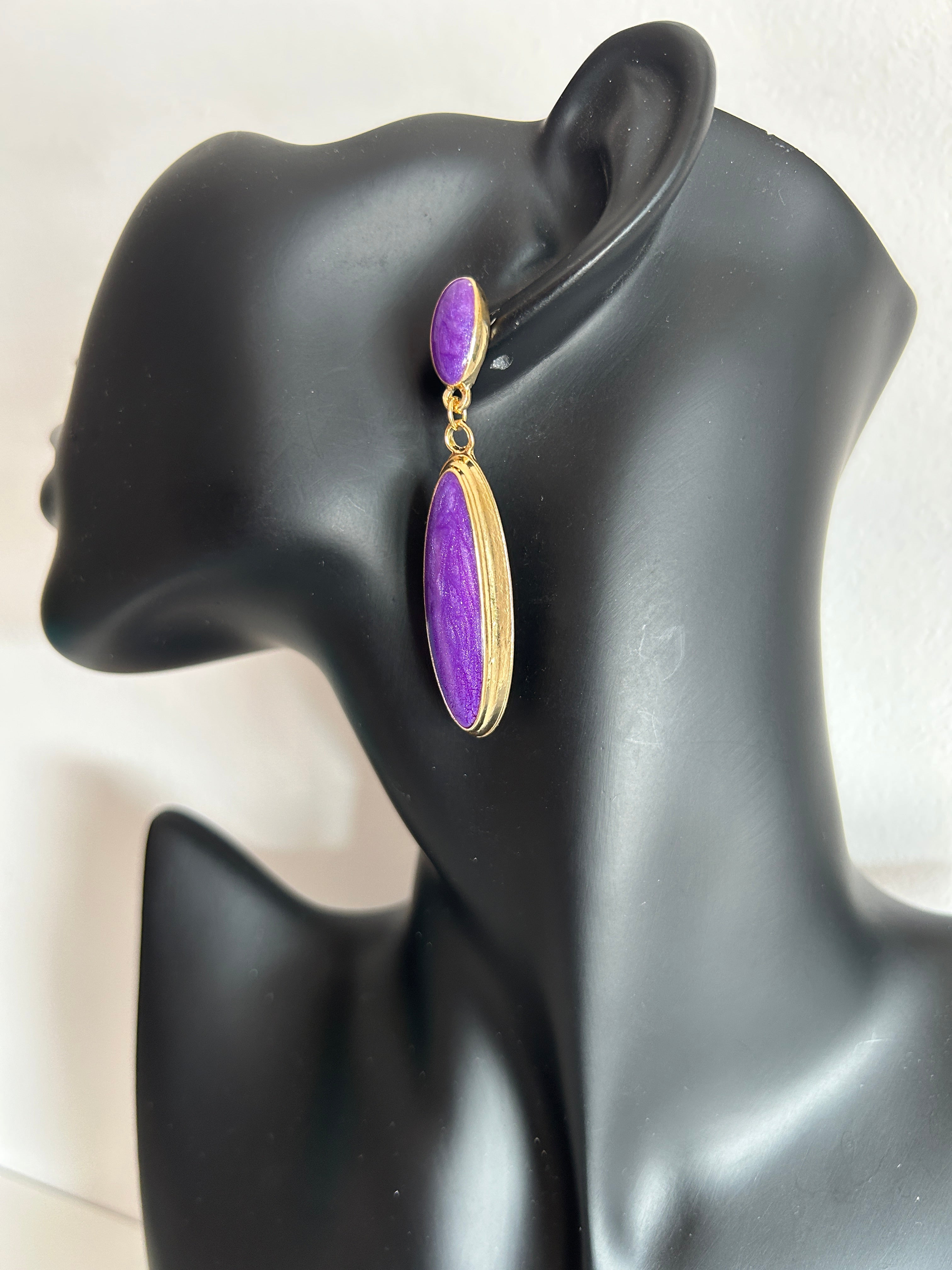 💜 Pendientes morado intenso alargados 💜