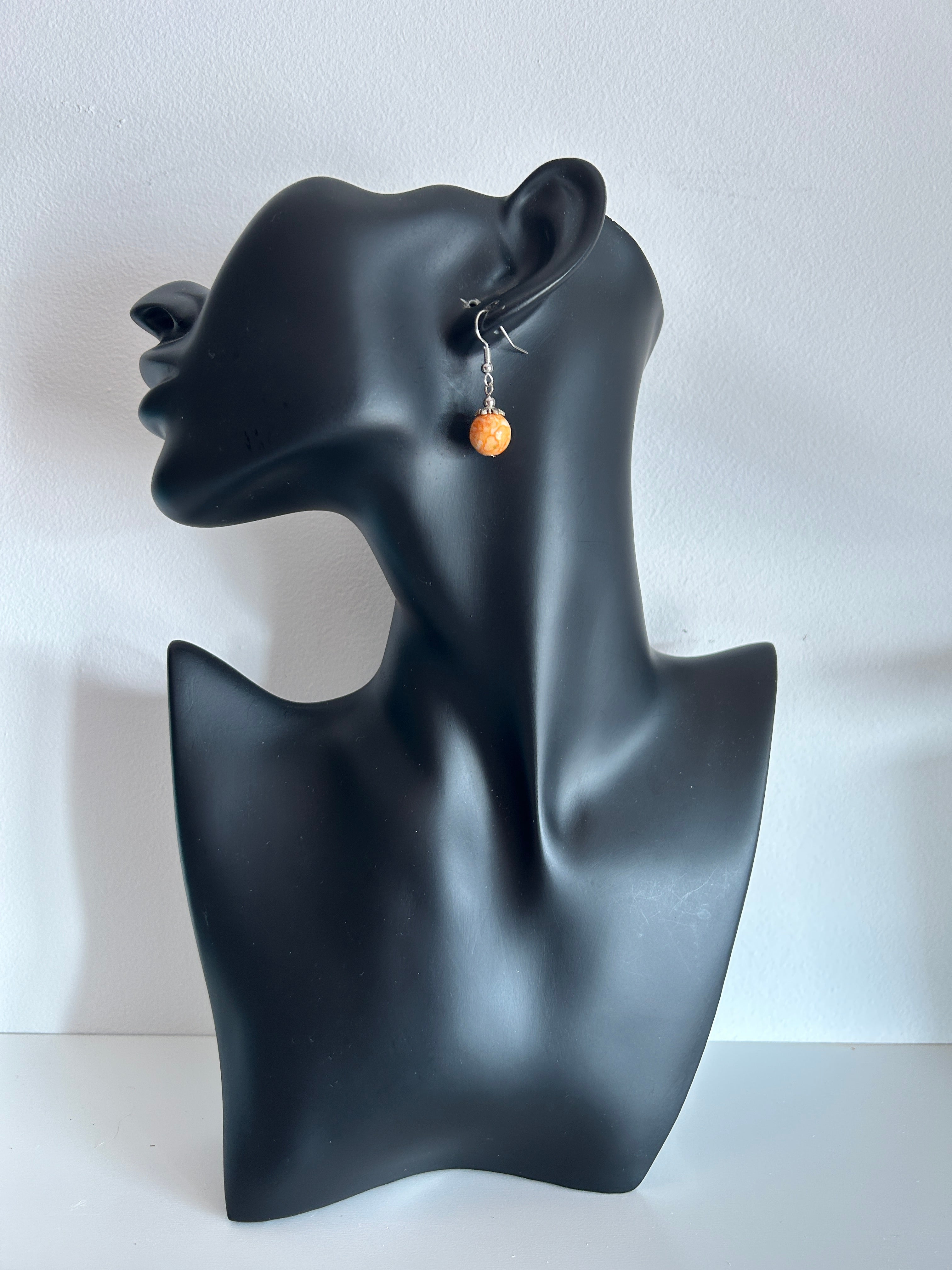 🧡 Pendientes con piedra natural craquelada 🧡