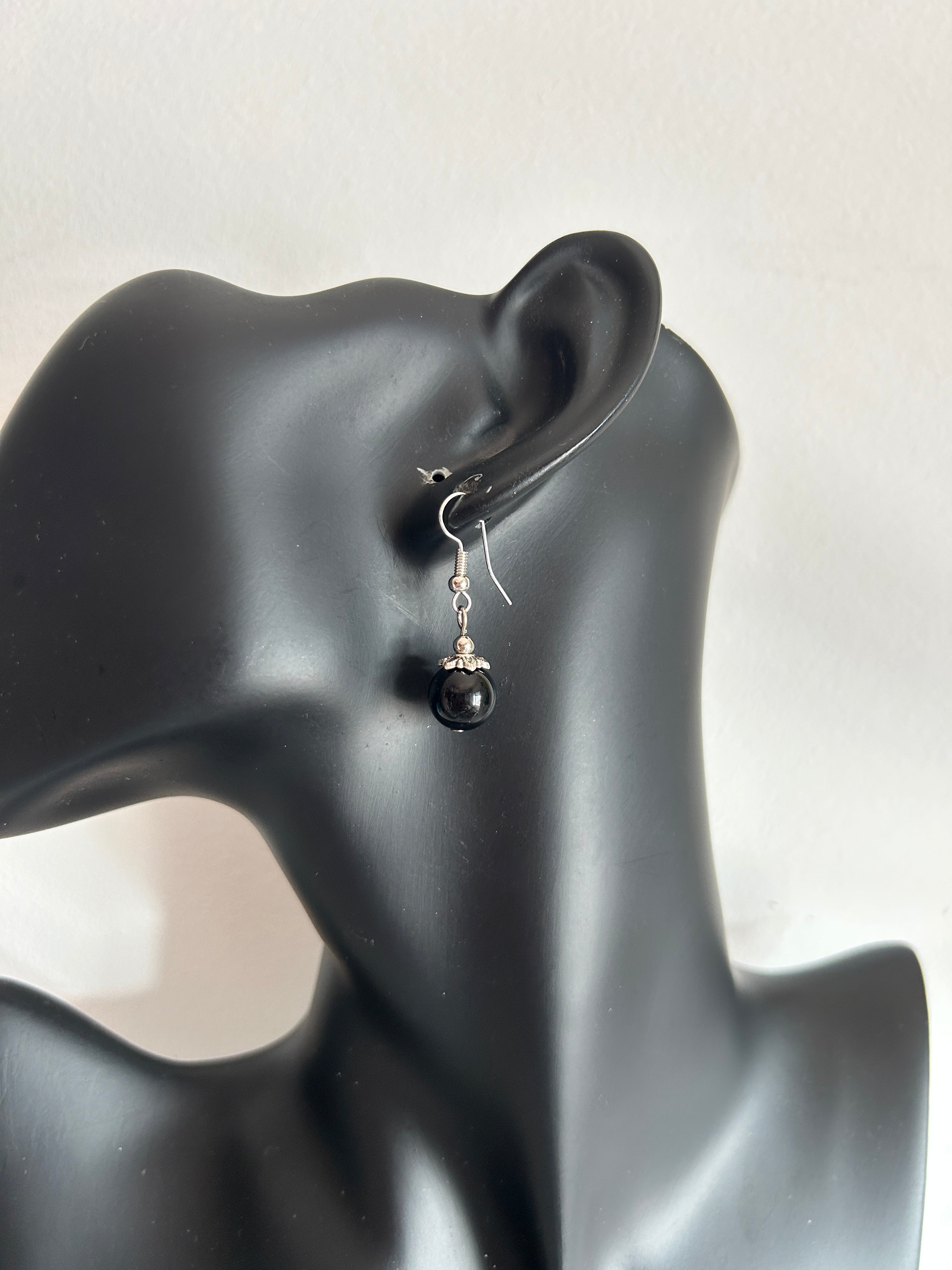 🖤 Pendientes de piedra negra natural 🖤