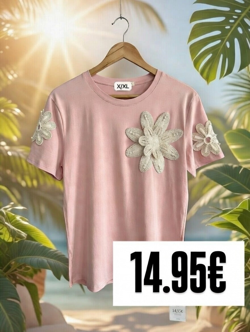 🌸 Camiseta Floral Rosa – Estilo Fresco y Delicado 🌸
