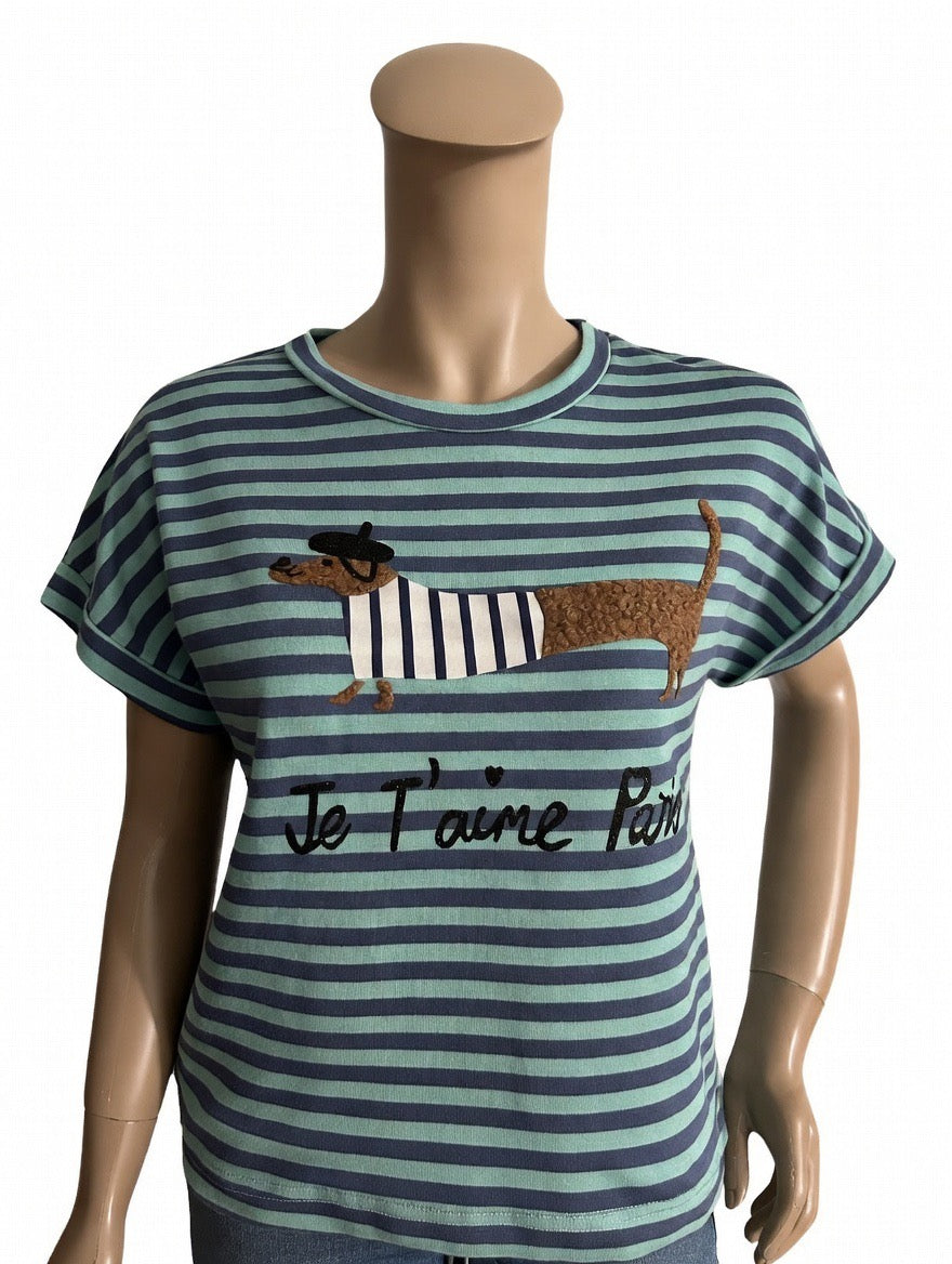 🐶💚 Camiseta Rayas con Diseño de Perrito – Divertida y Original 💚🐶