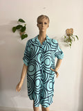 ✨ Vestido Camisero Turquesa con Diseño Geométrico ✨