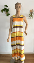 👗 Vestido largo de rayas en tonos cálidos ☀️🍊🤎