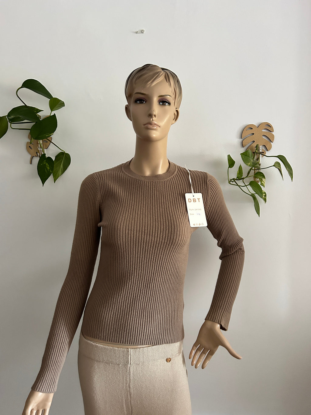 ¡REBAJAS! Jersey Básico de Canalé en Tono Chocolate