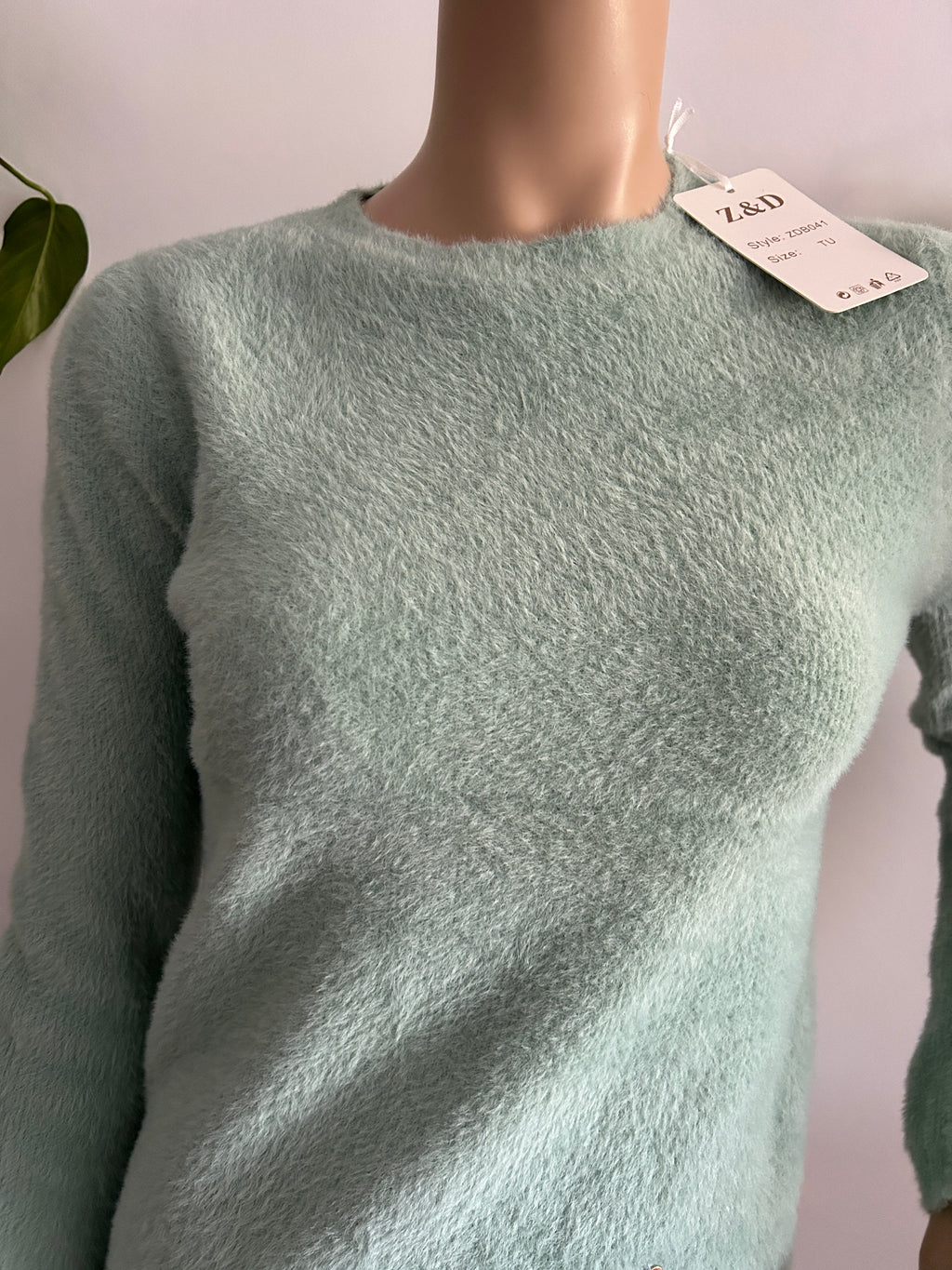 Jersey Suave Efecto Peluche en Verde Menta