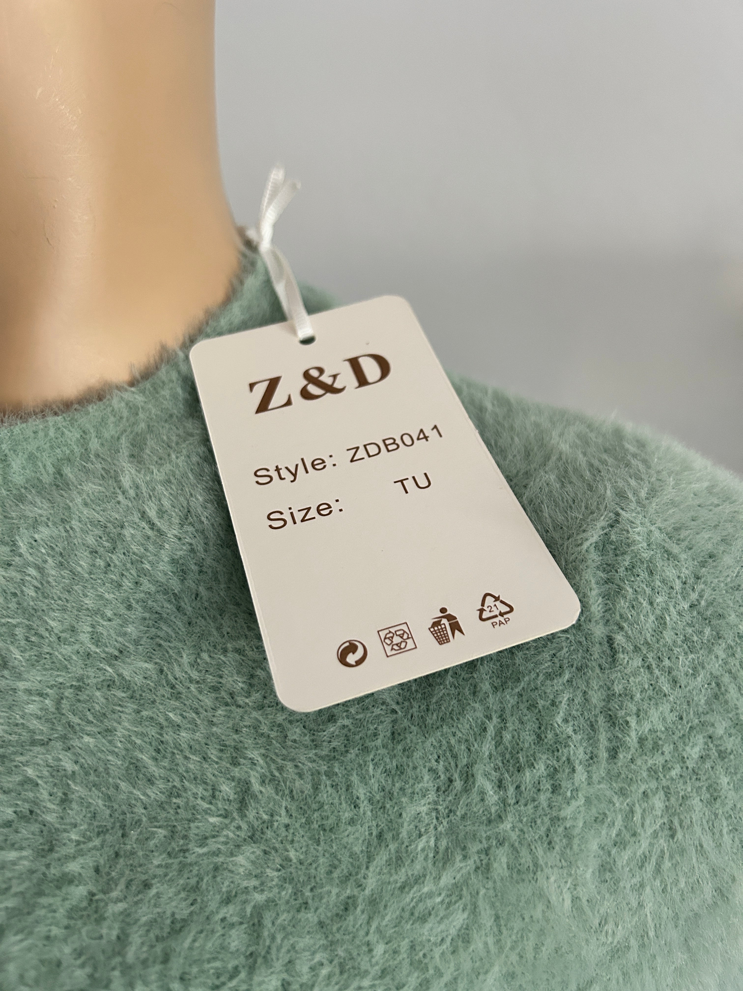 Jersey Suave Efecto Peluche en Verde Menta