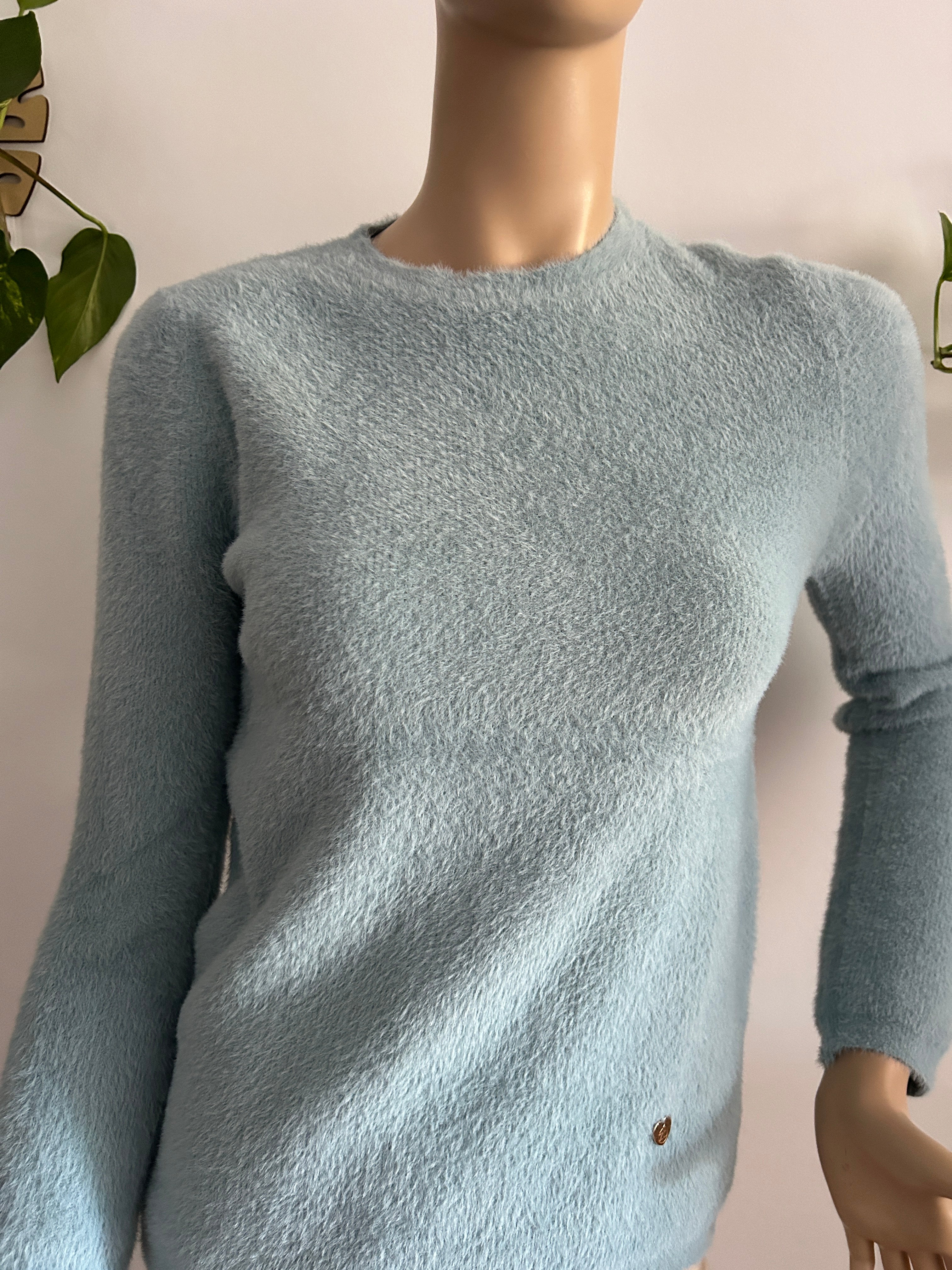 ¡REBAJAS! Jersey Suave Efecto Peluche en Azul Cielo