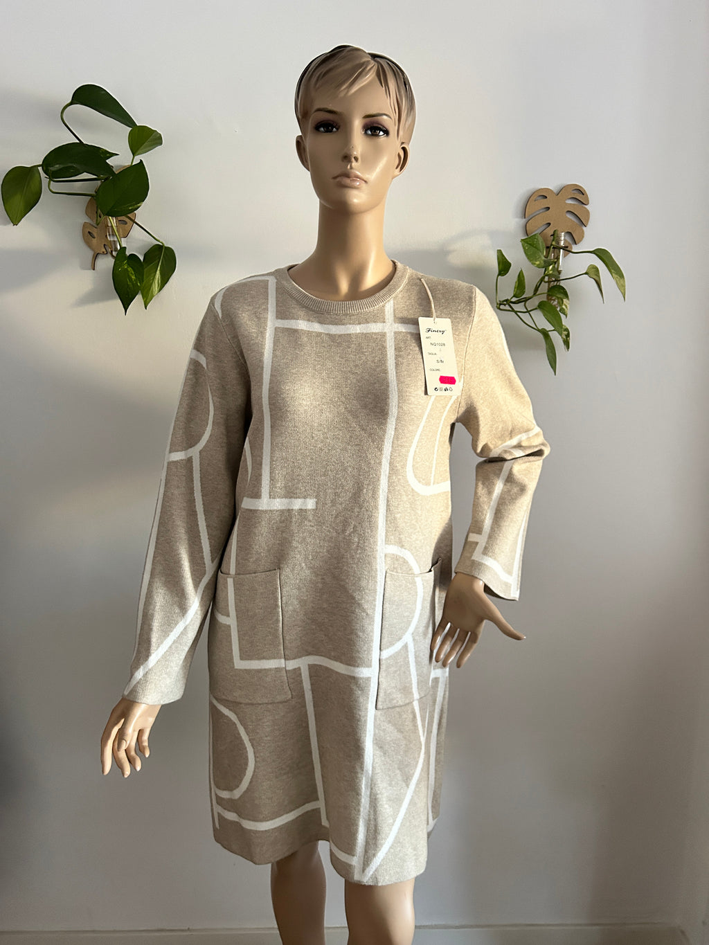 ¡REBAJAS! Vestido de Punto Estampado Geométrico