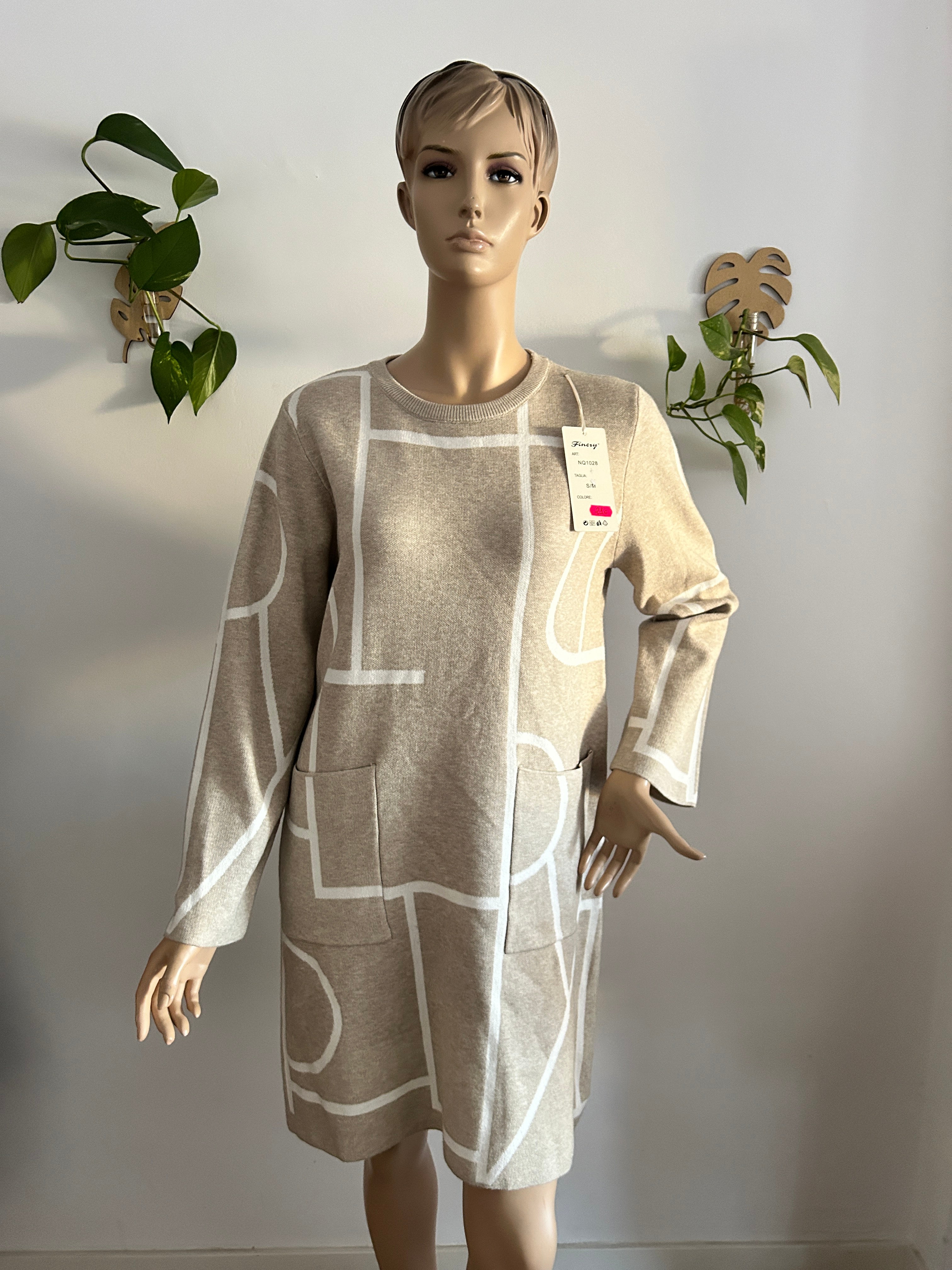 ¡REBAJAS! Vestido de Punto Estampado Geométrico