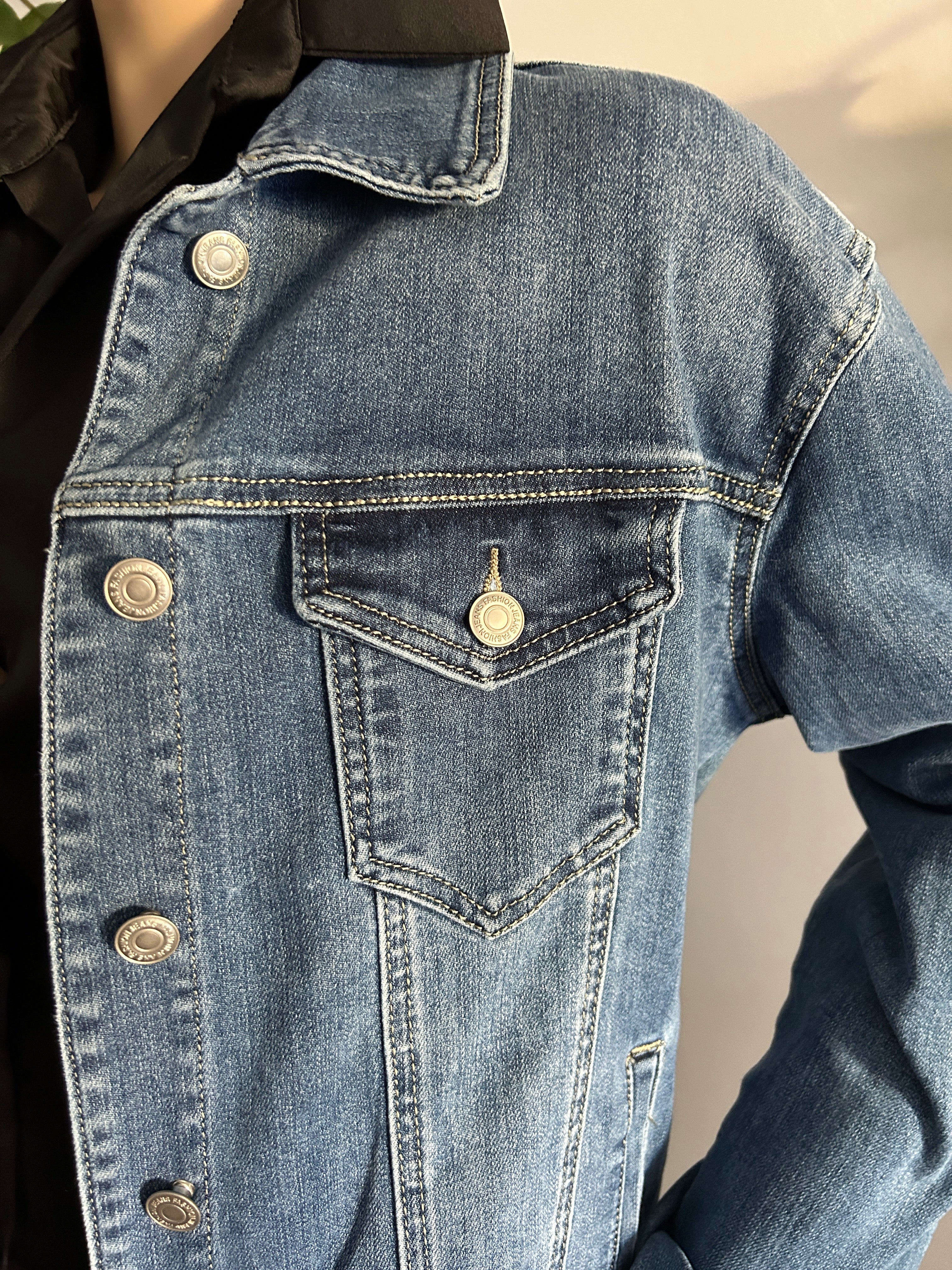 Chaqueta Vaquera Azul Mujer Clásica - Denim Corte Recto