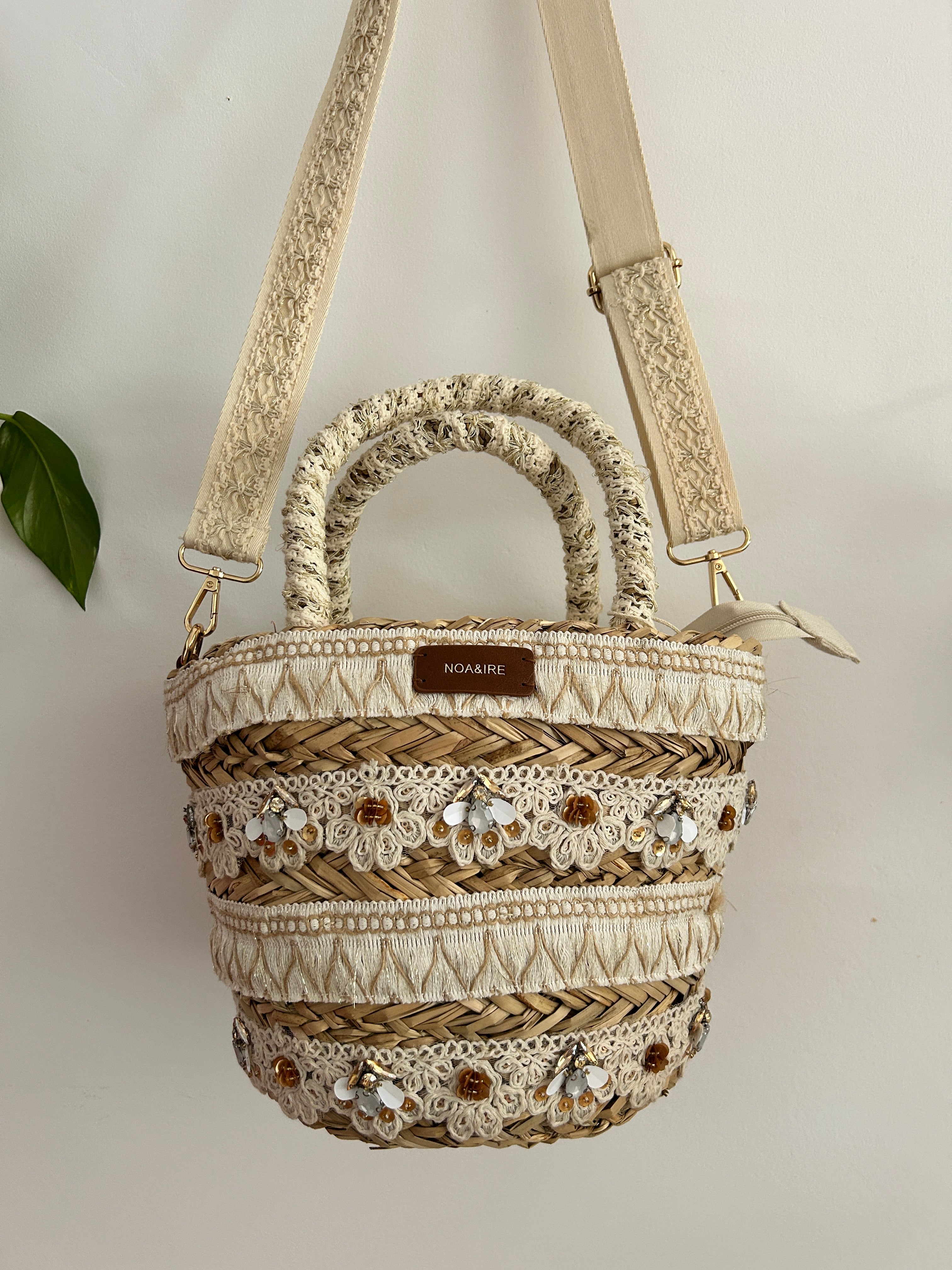 Bolso Mini Natural Bordado