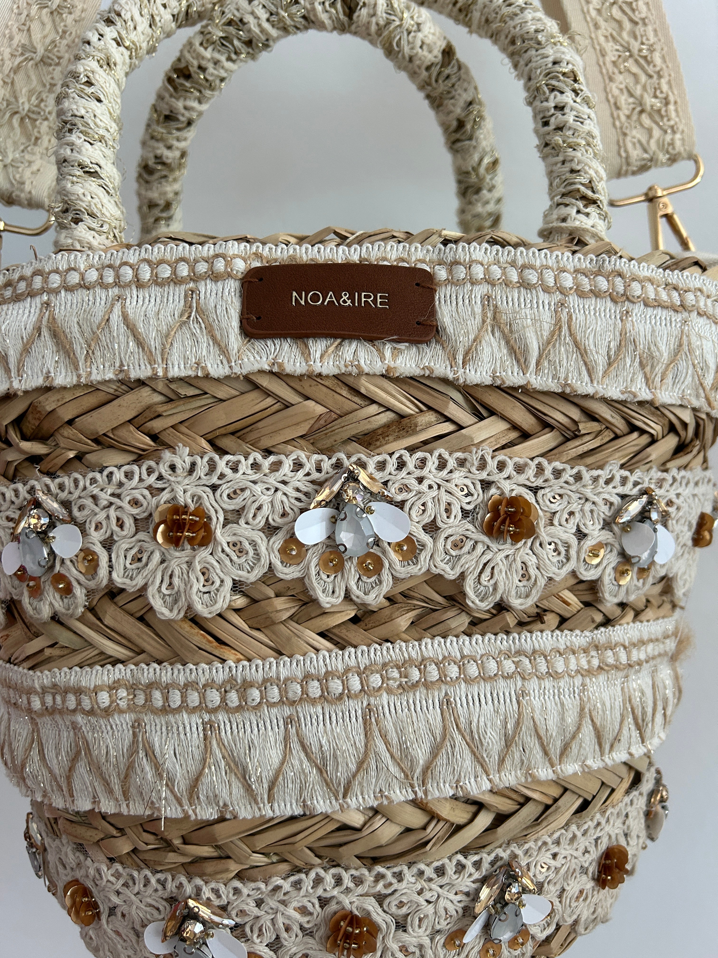 Bolso Mini Natural Bordado