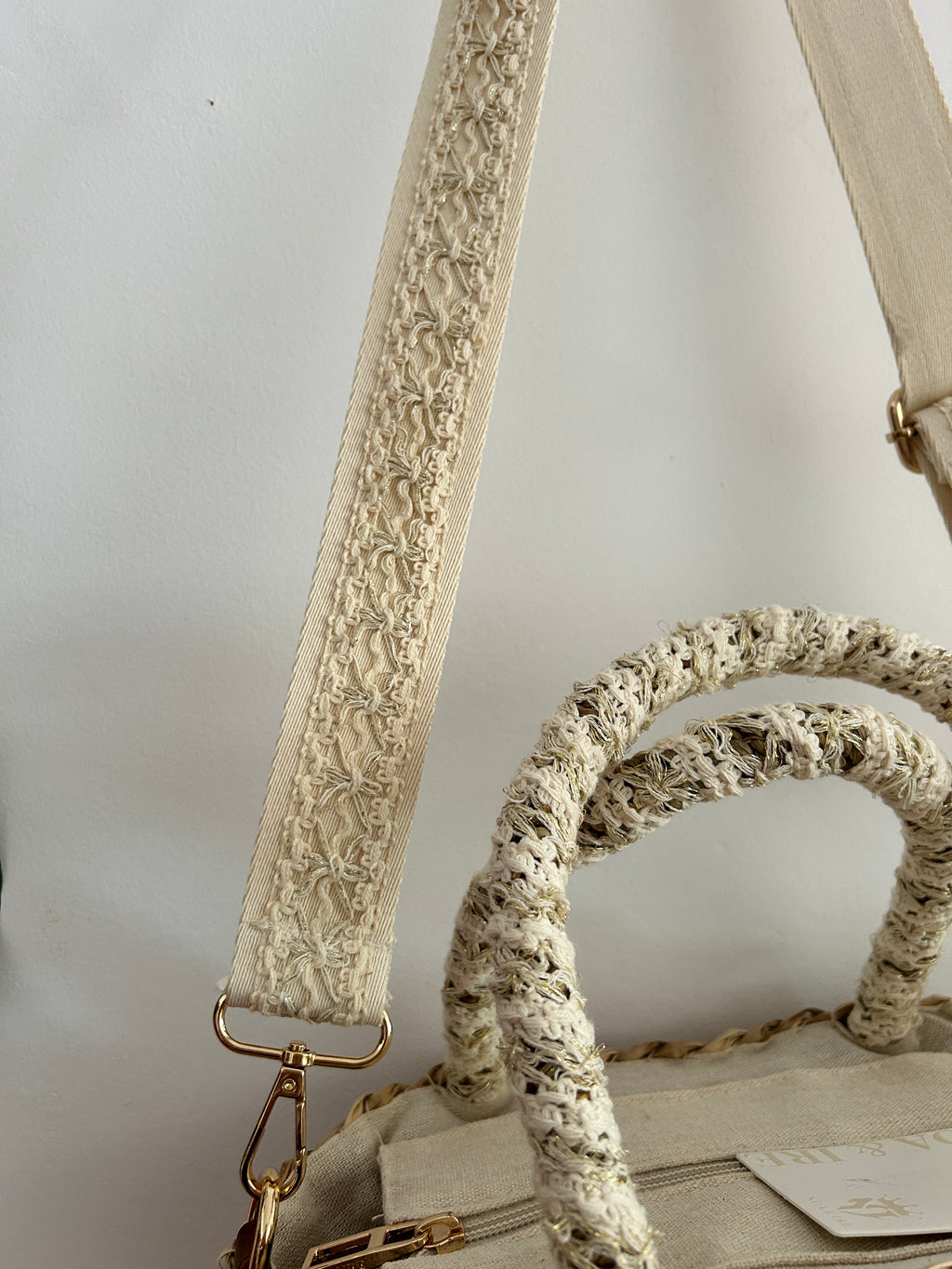 Bolso Mini Natural Bordado