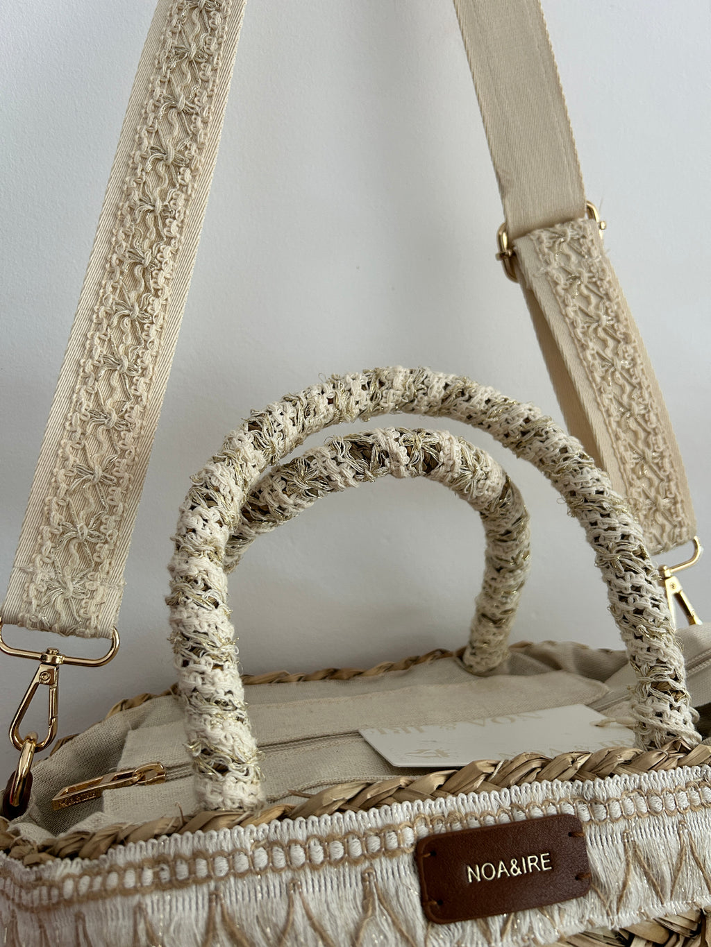 Bolso Mini Natural Bordado