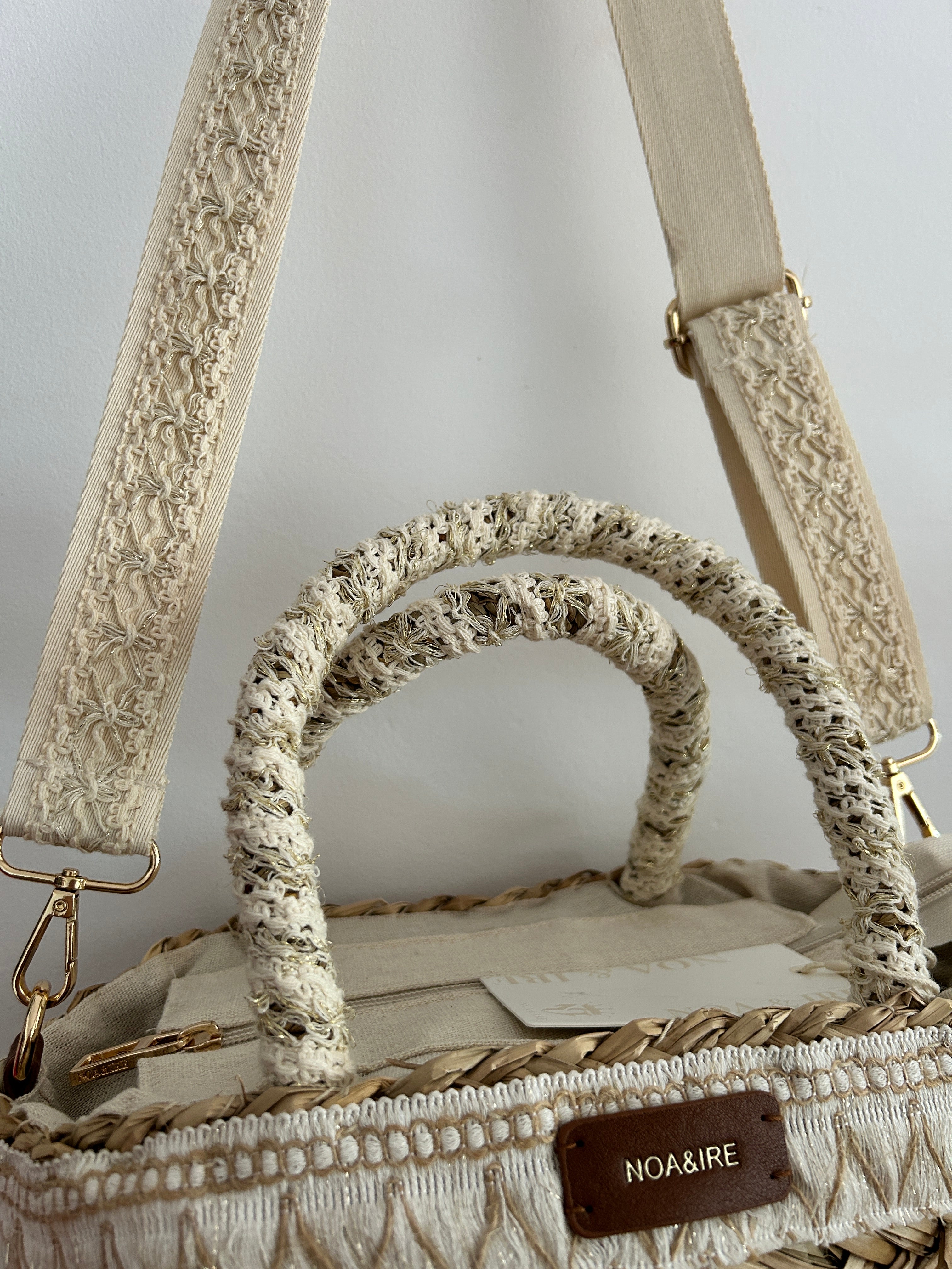 Bolso Mini Natural Bordado