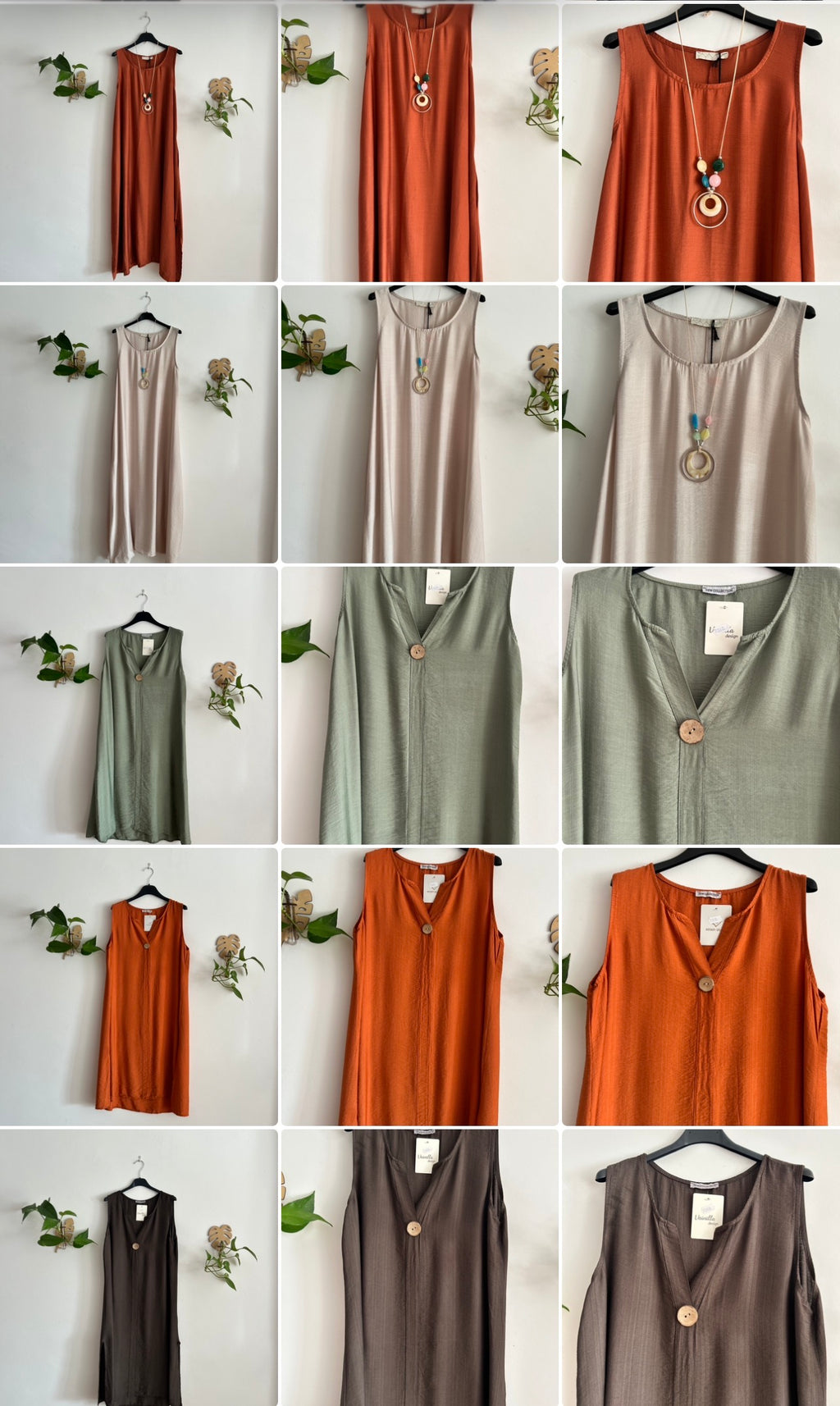 Vestido fluido con botón decorativo