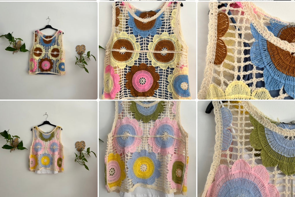 Chaleco Crochet Floral con Camiseta Básica de Tirantes – Varios Modelos 🌸✨