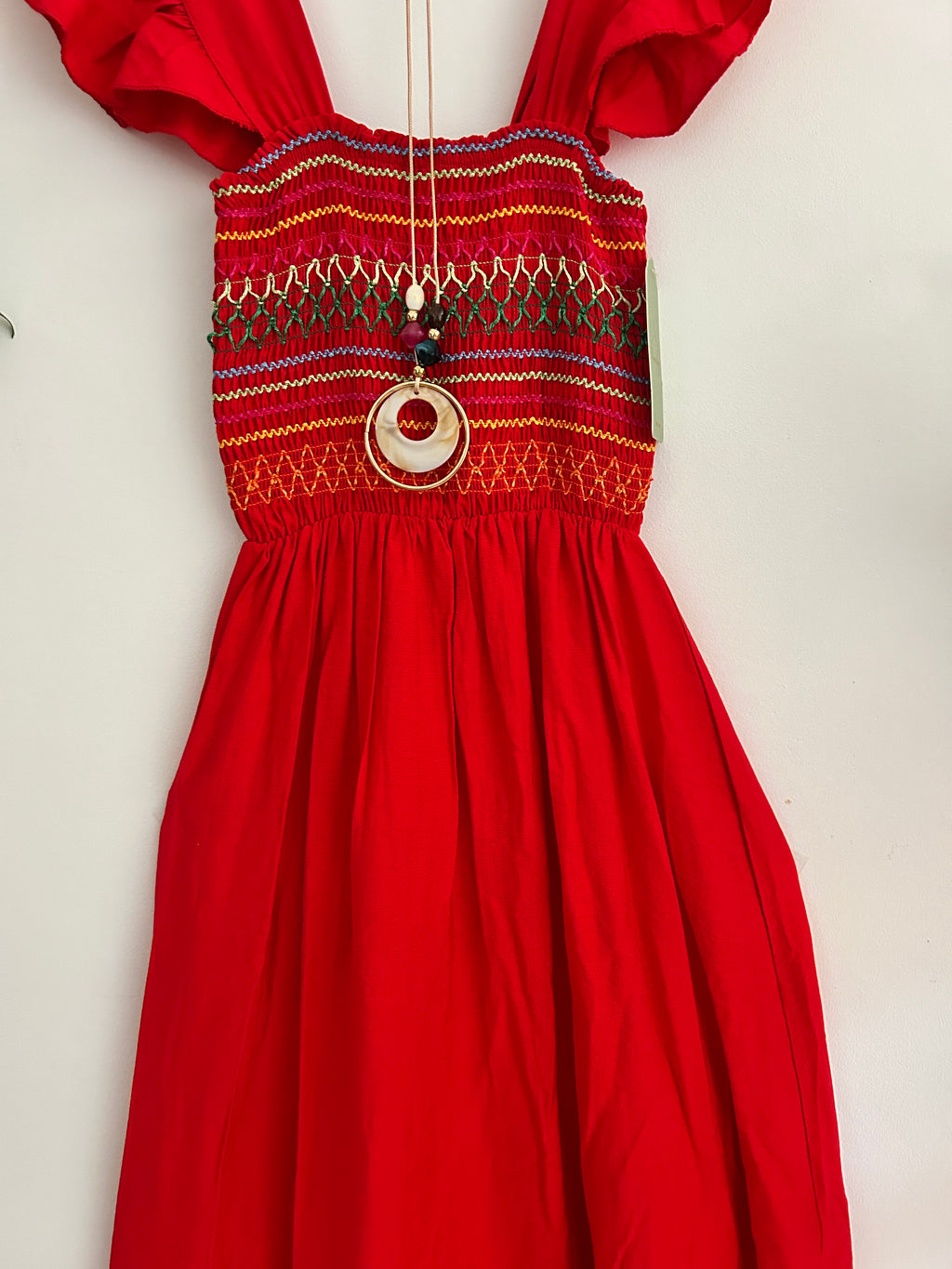 Vestido Midi Nido de Abeja – Rojo ❤️