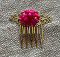 Peina Dorada con Pedrería Rosa Fucsia